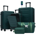 Luggage Sets 5 Piece With Front Opening Hardside Expandable Carry On Suitcase Set With Double Spinner Wheel With Usb Port