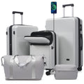 Luggage Sets 5 Piece With Half Opening Hardside Carry On Suitcase Set With Double Spinner Wheel With Usb Port Tsa Locks