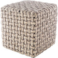 Luisa Modern Wool Basket Weave 18 Inch Square Pouf