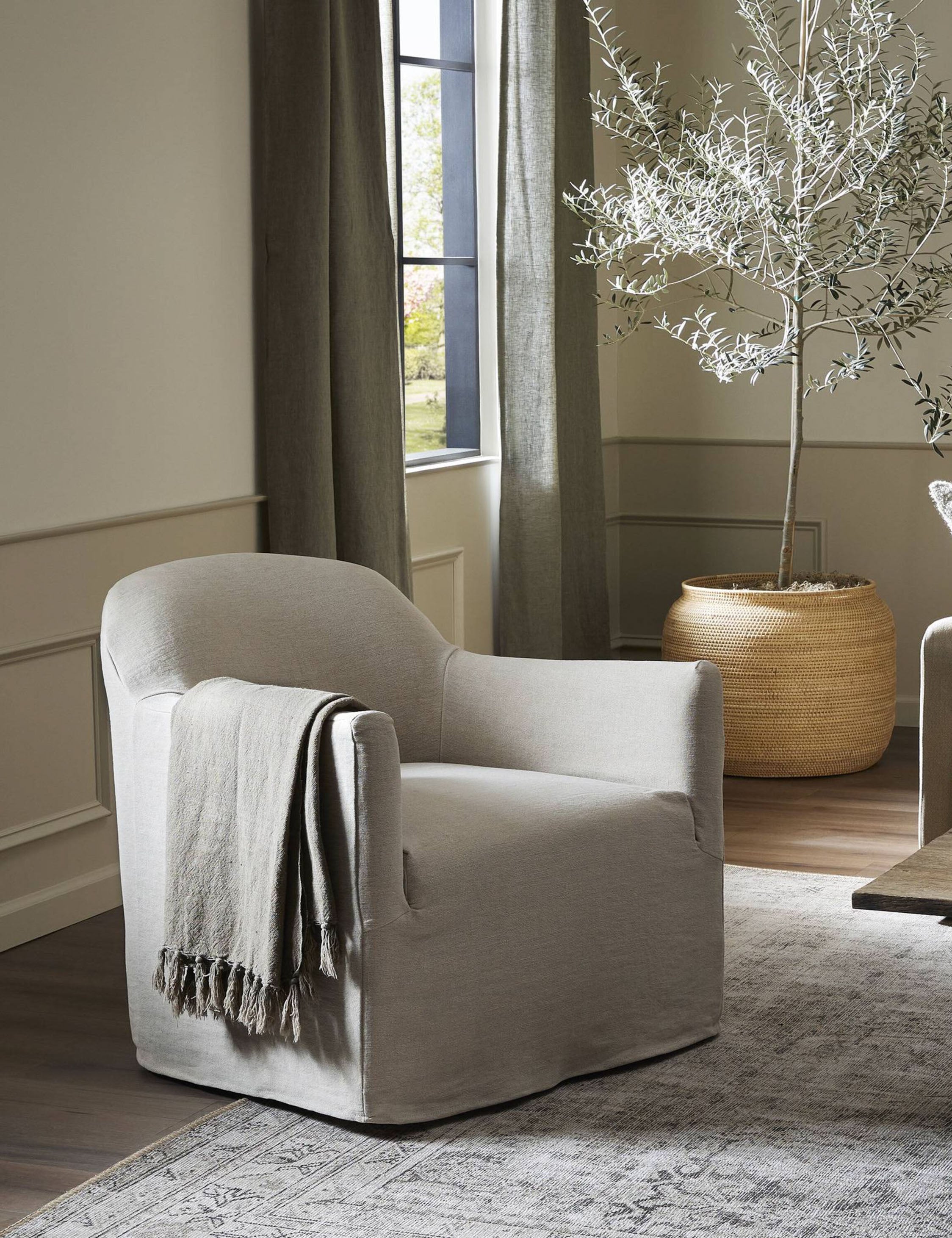 Lowell Slipcover Swivel Chair by Amber Lewis x Four Hands