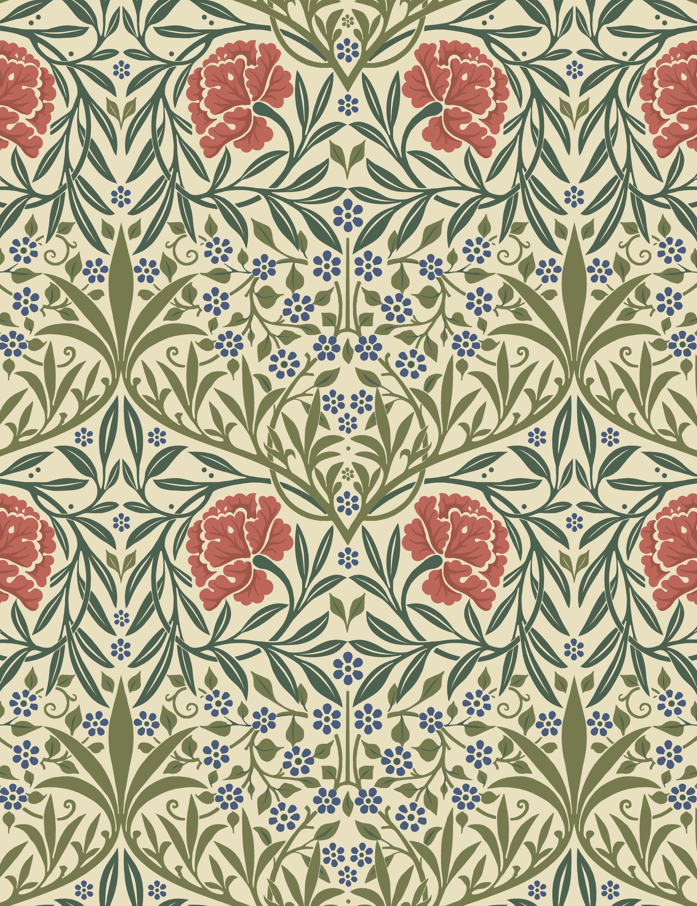 Oxford Union Wallpaper Swatch by Morris & Co. , Green