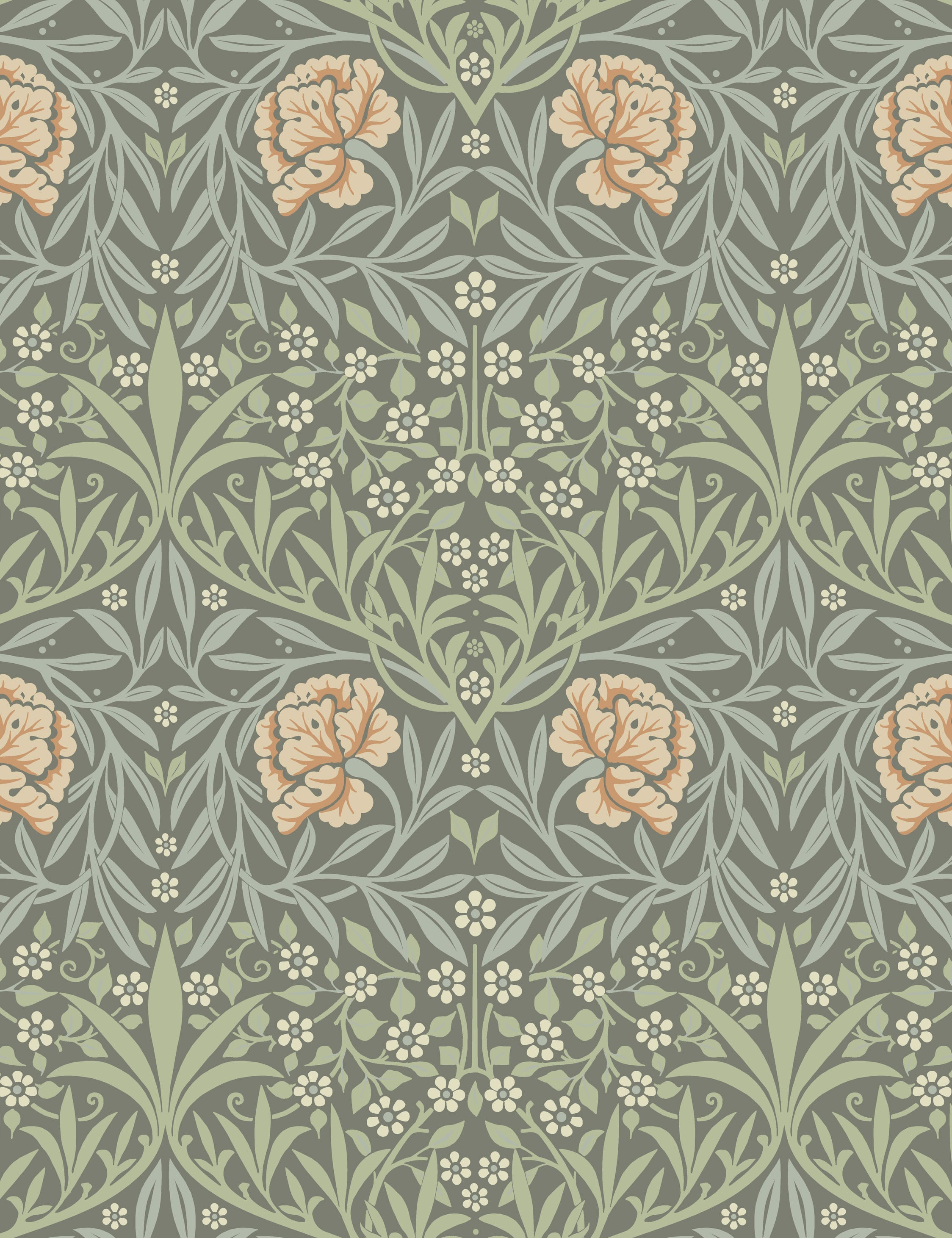 Oxford Union Wallpaper Swatch by Morris & Co. , Grey