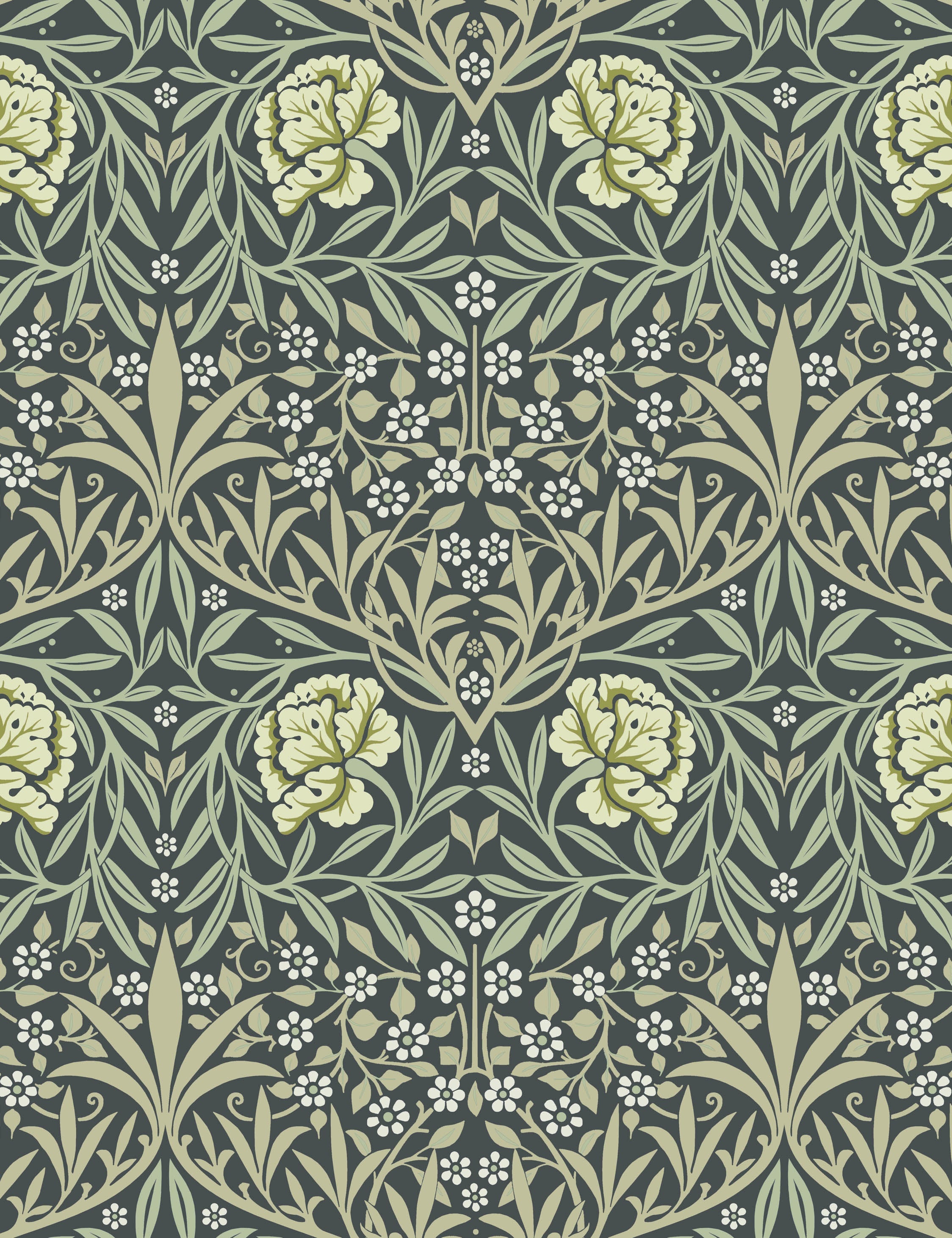 Oxford Union Wallpaper Swatch by Morris & Co. , Sea Green