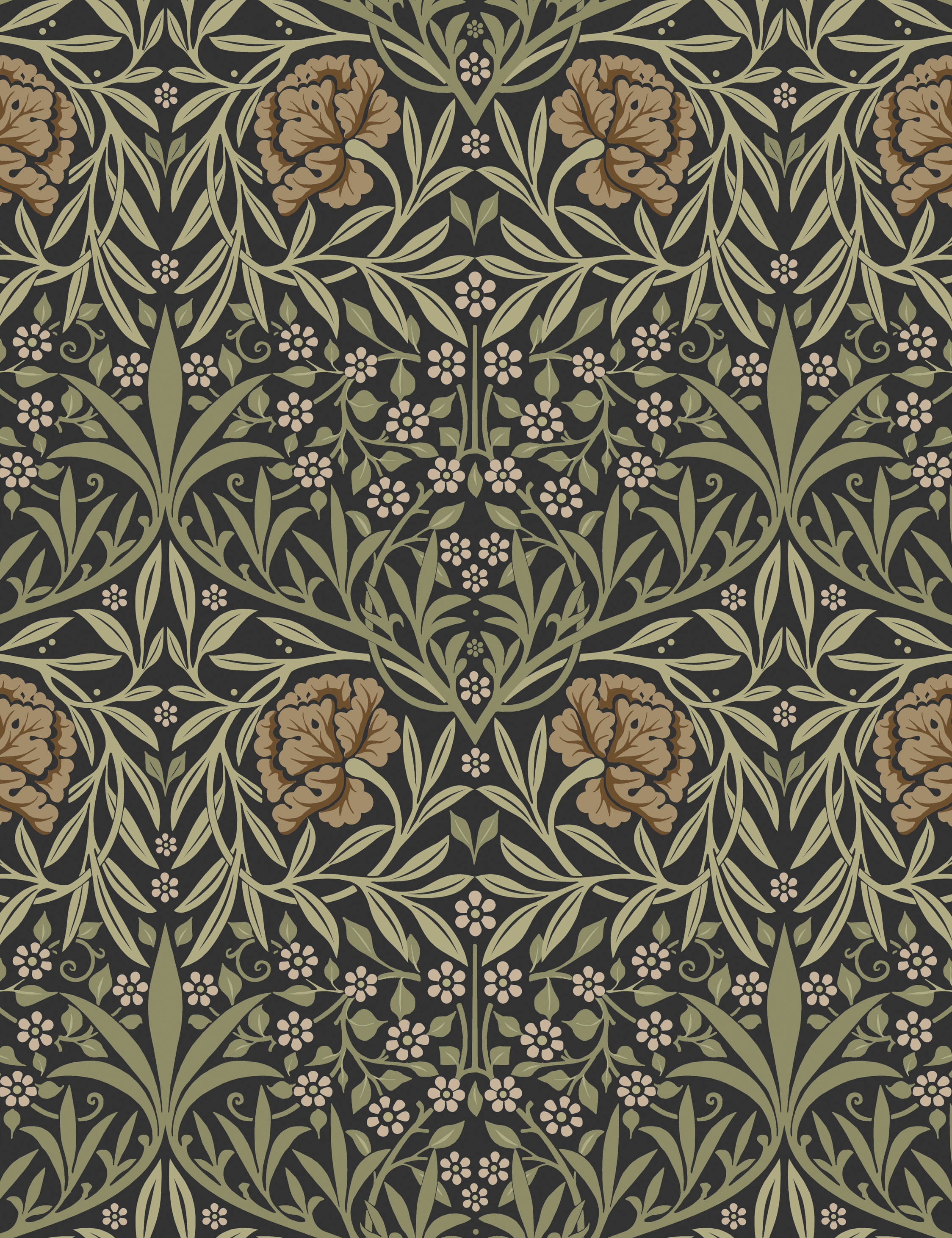 Oxford Union Wallpaper Swatch by Morris & Co. , Black