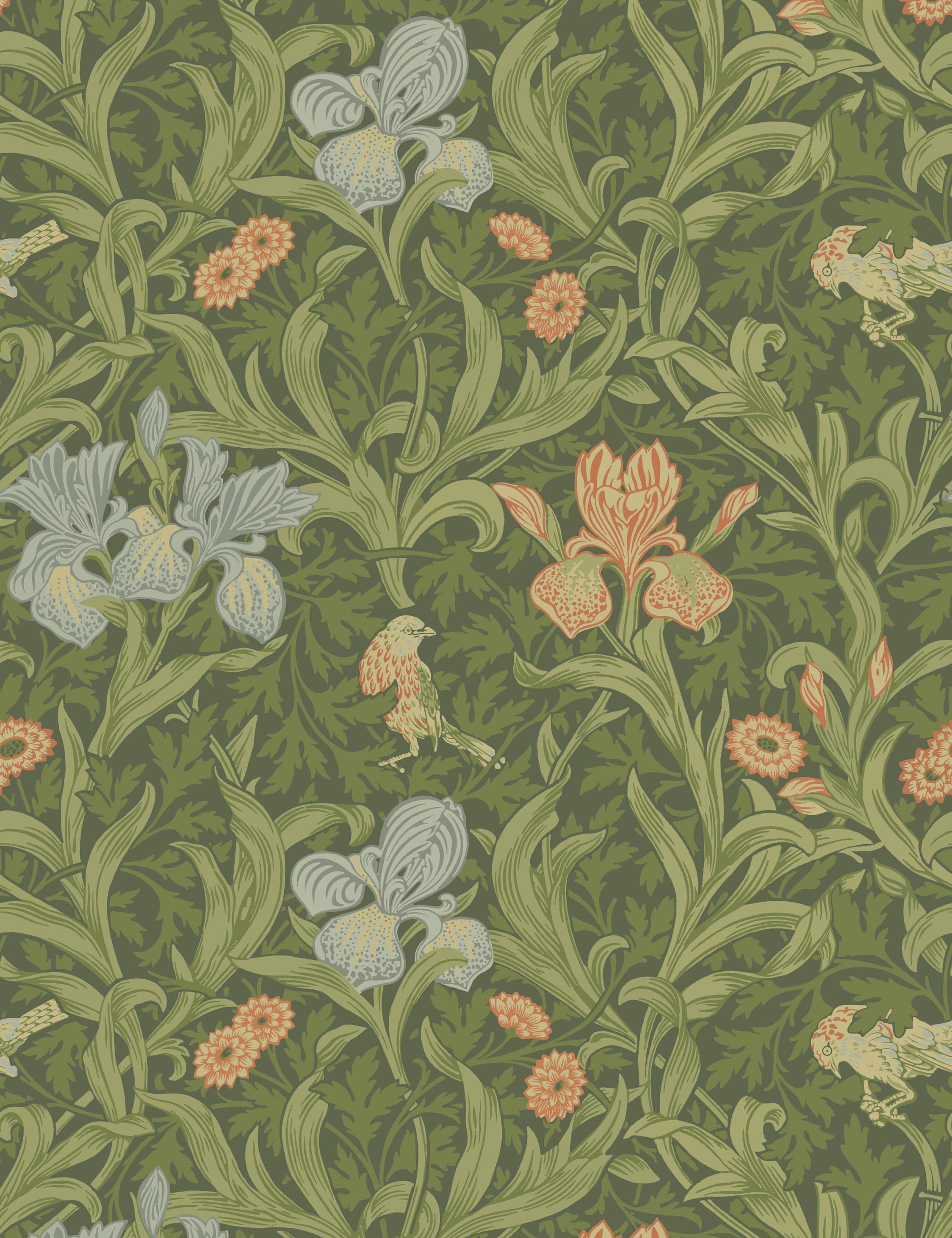 Iris Wallpaper Swatch by Morris & Co. , Green