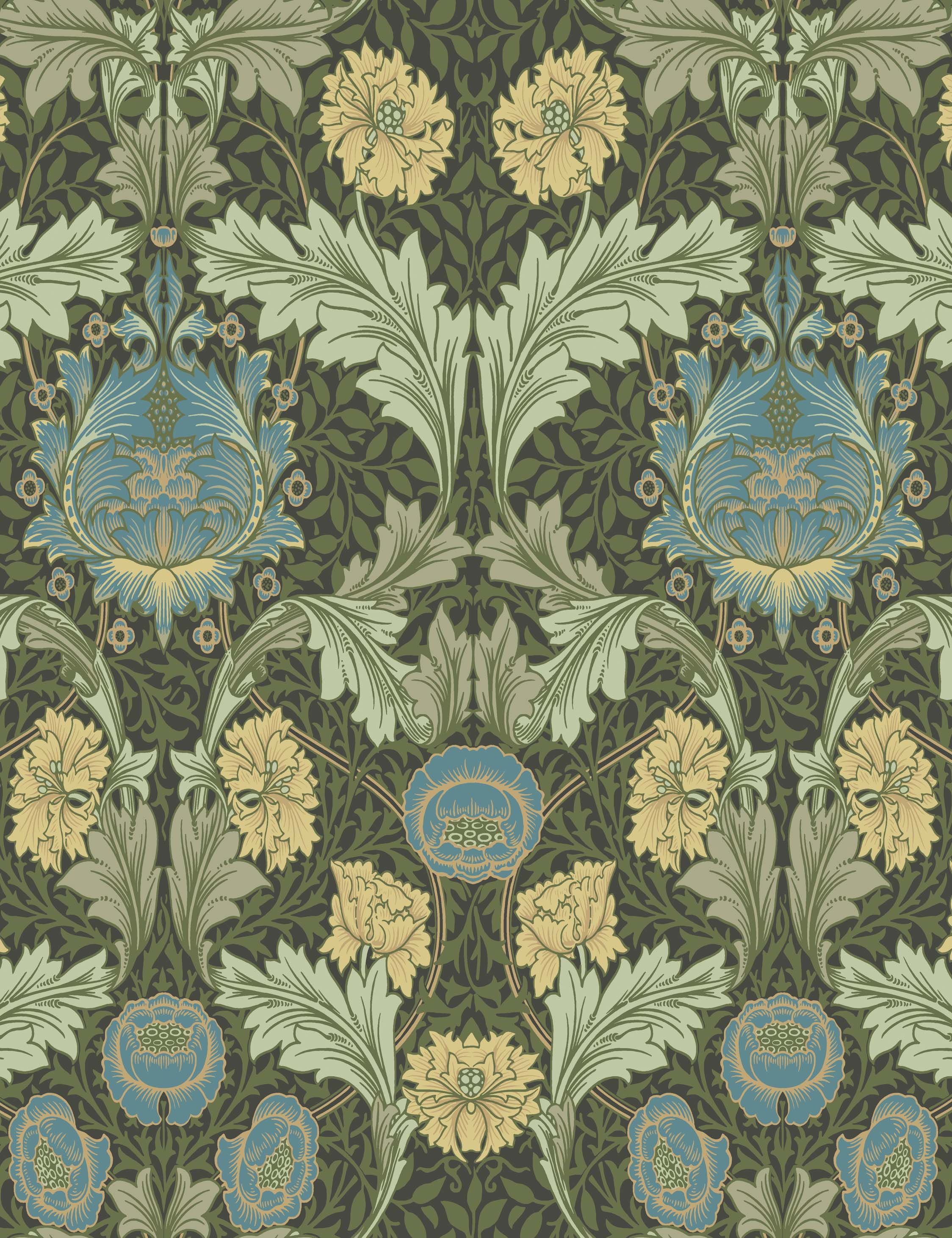 Myrtle Wallpaper Swatch by Morris & Co. , Dark Green