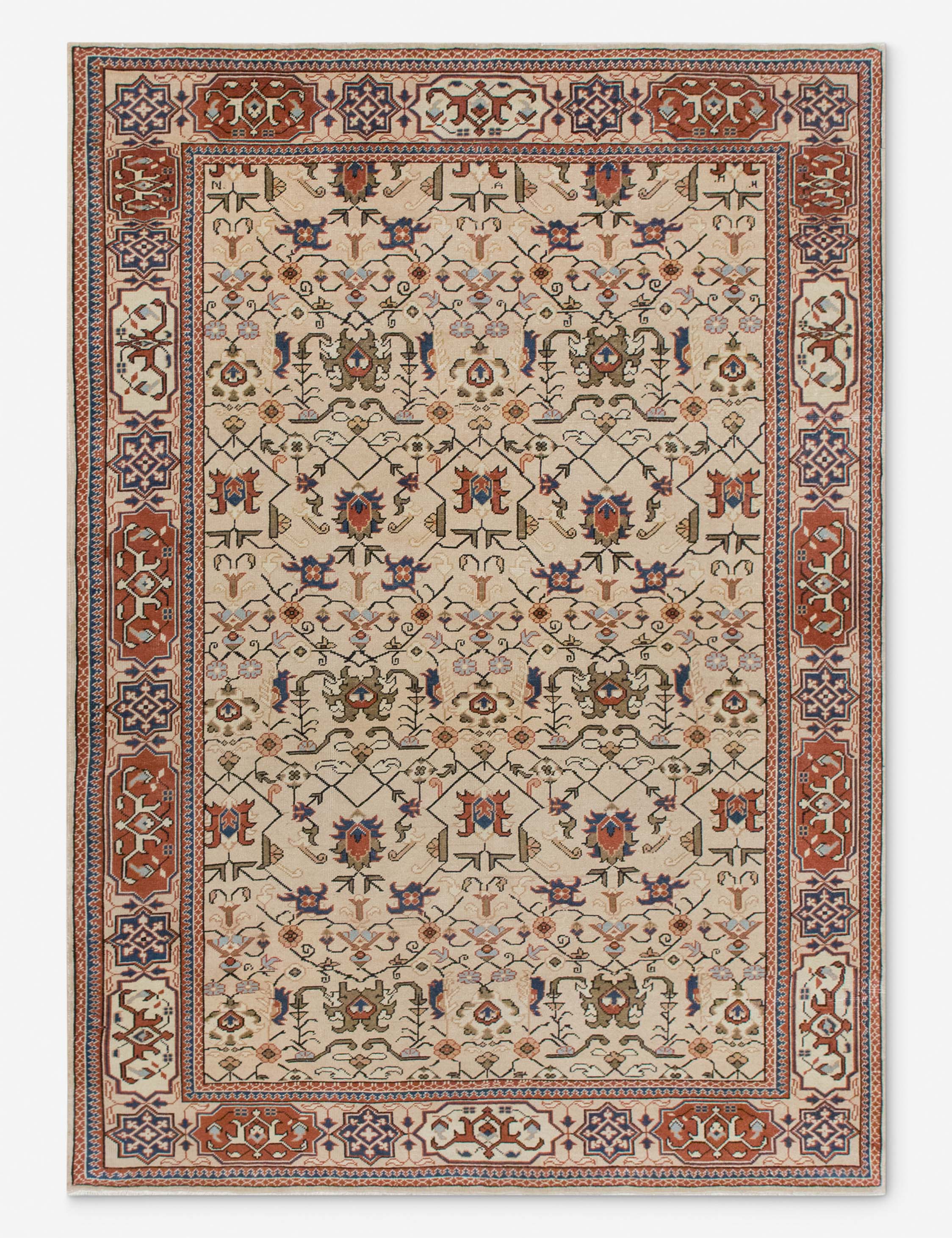 Vintage Turkish Hand-Knotted Wool Rug No. 537, 6'3in x 9'4in