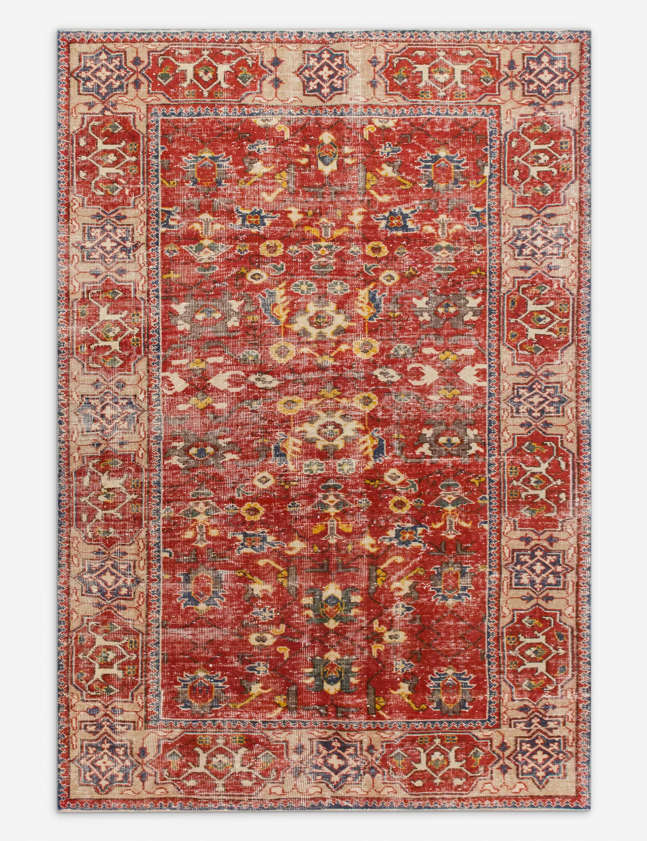 Vintage Turkish Hand-Knotted Wool Rug No. 548, 4'10in x 7'9in