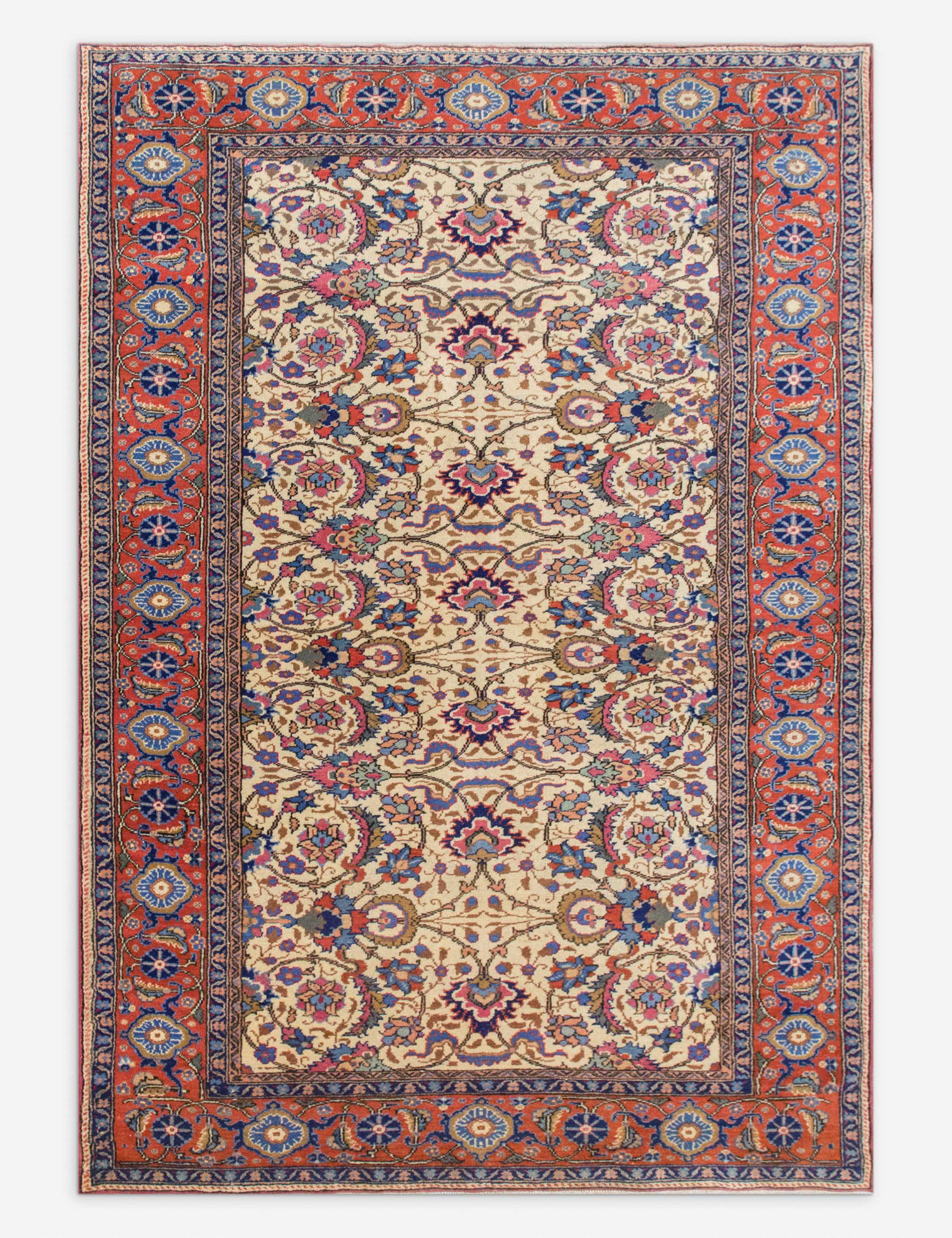 Vintage Turkish Hand-Knotted Wool Rug No. 552, 3'9in x 5'8in