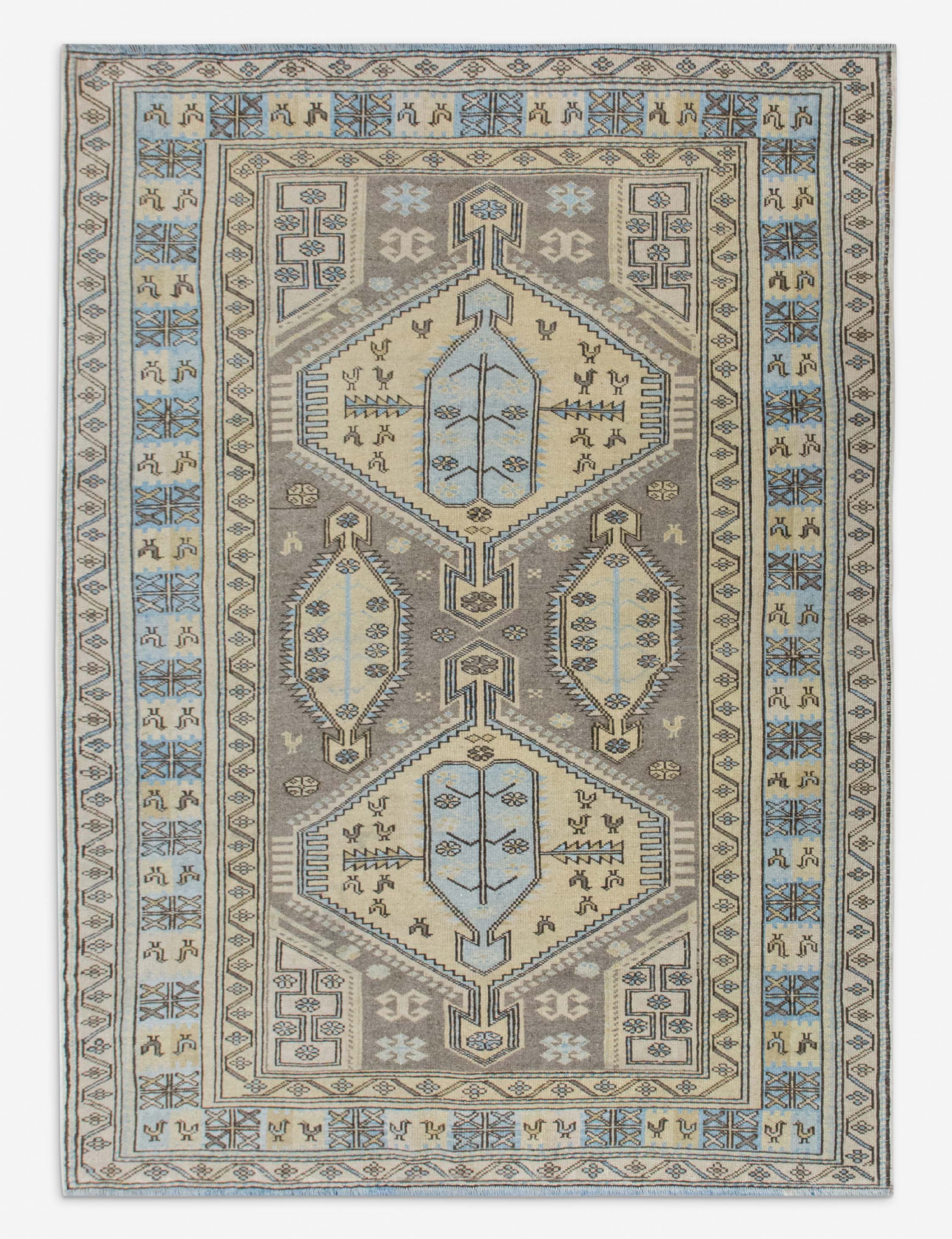 Vintage Turkish Hand-Knotted Wool Rug No. 563, 4'6in x 6'2in