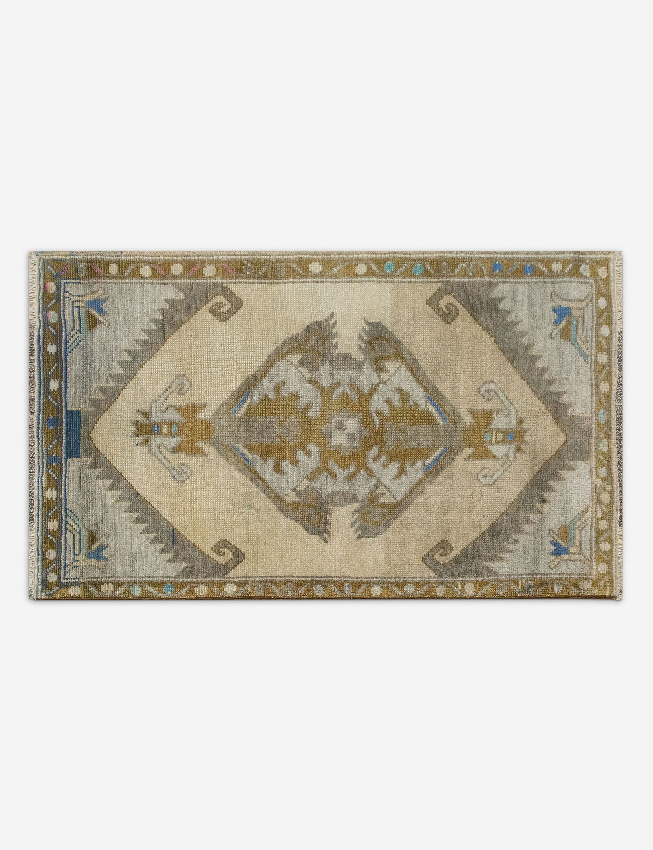 Vintage Turkish Hand-Knotted Wool Mini Rug No. 318, 1'7in x 2'8in