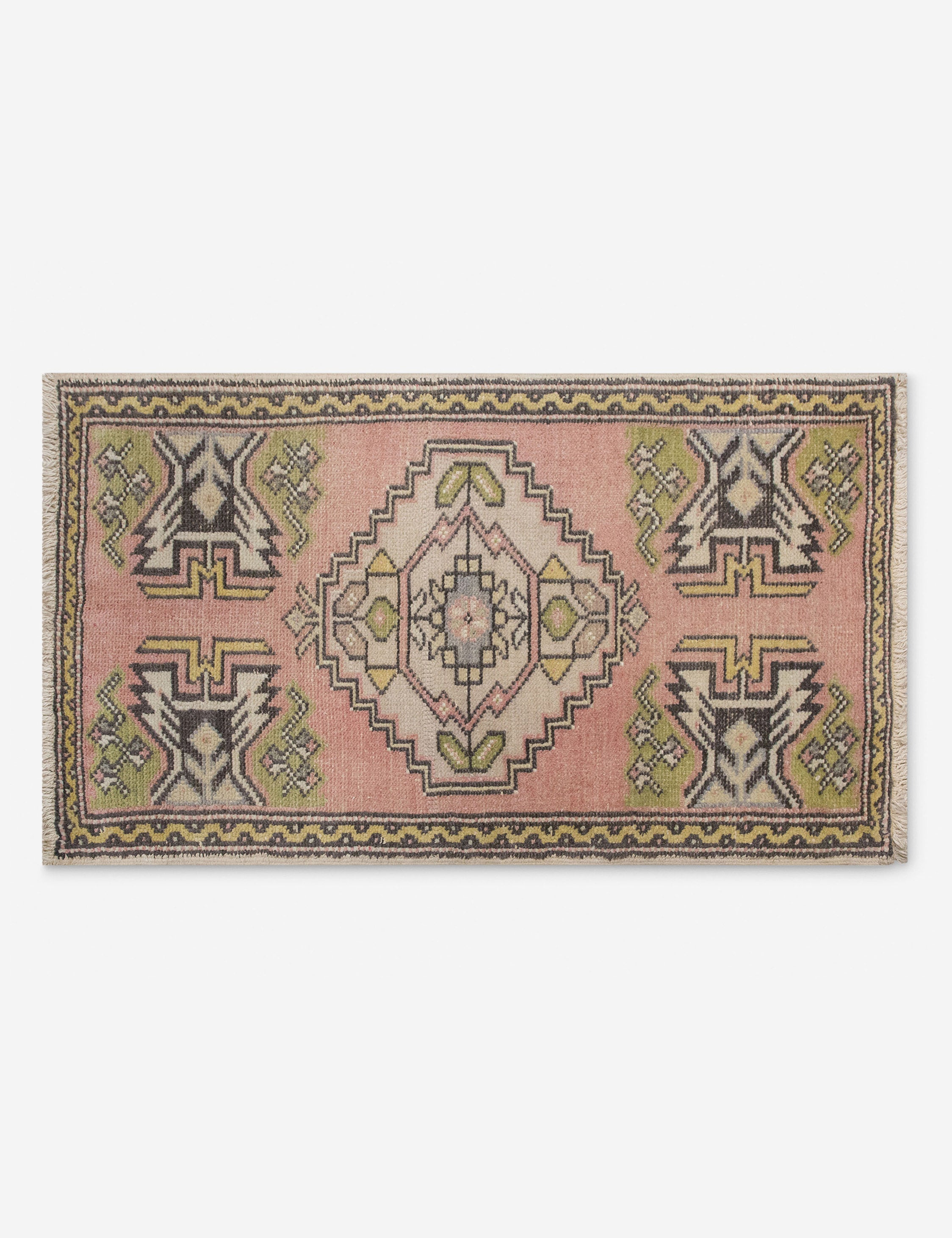 Vintage Turkish Hand-Knotted Wool Mini Rug No. 330, 1'7in x 3'1in