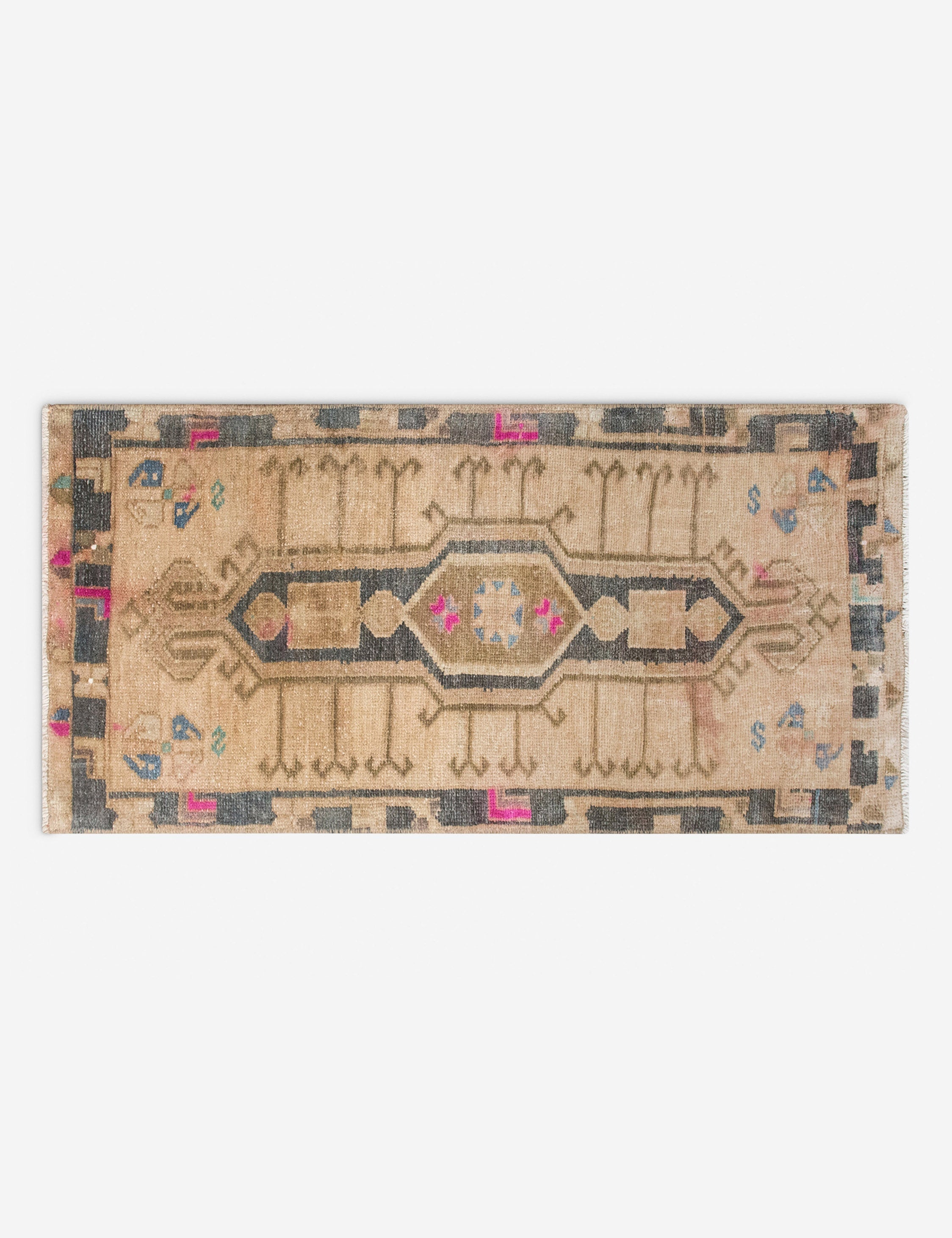 Vintage Turkish Hand-Knotted Wool Mini Rug No. 332, 1'4in x 3'6in
