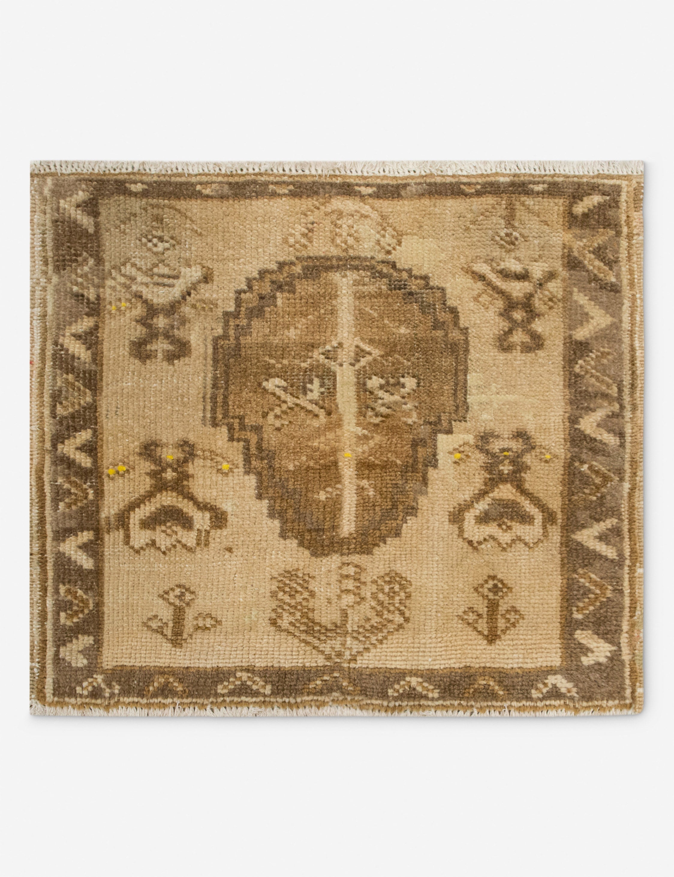 Vintage Turkish Hand-Knotted Wool Mini Rug No. 339, 1'7in x 1'9in