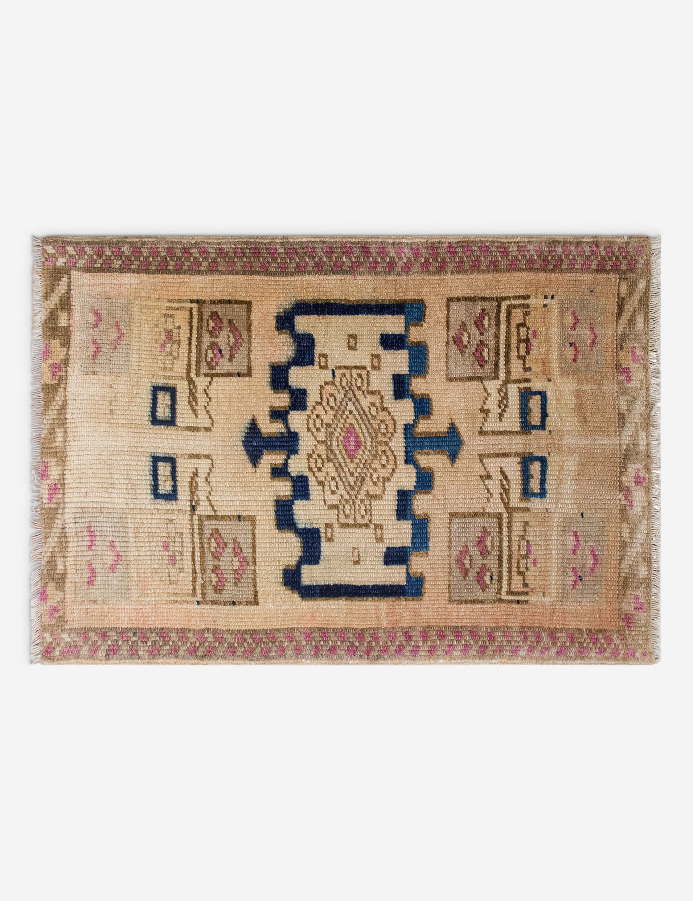 Vintage Turkish Hand-Knotted Wool Mini Rug No. 341, 2' x 2'8in