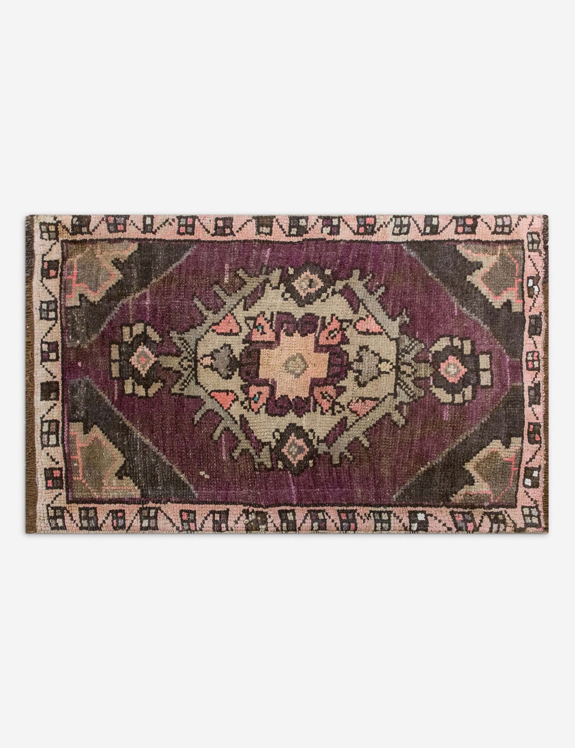 Vintage Turkish Hand-Knotted Wool Mini Rug No. 347, 1'7in x 2'8in