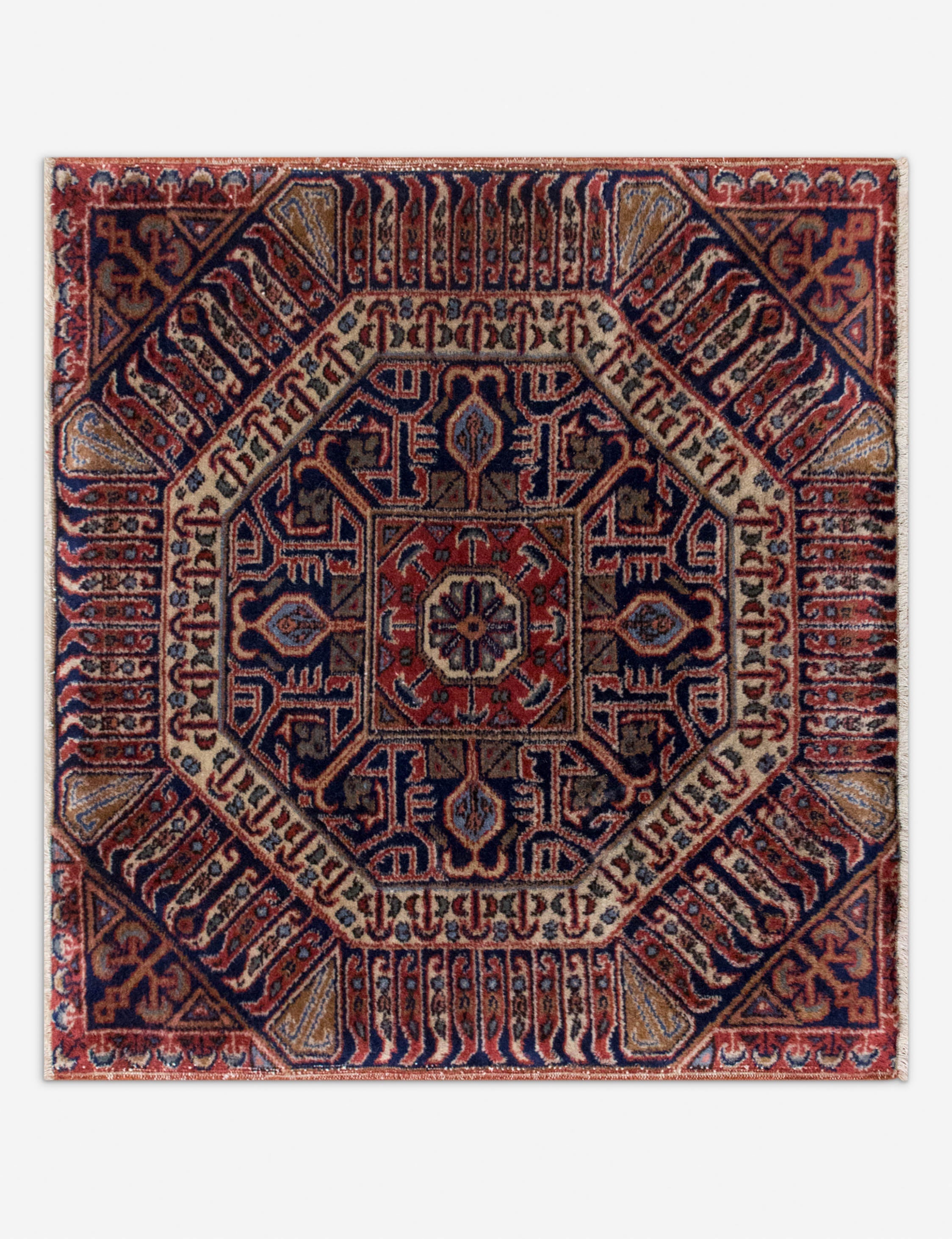 Vintage Turkish Hand-Knotted Wool Mini Rug No. 348, 2' x 2'2in