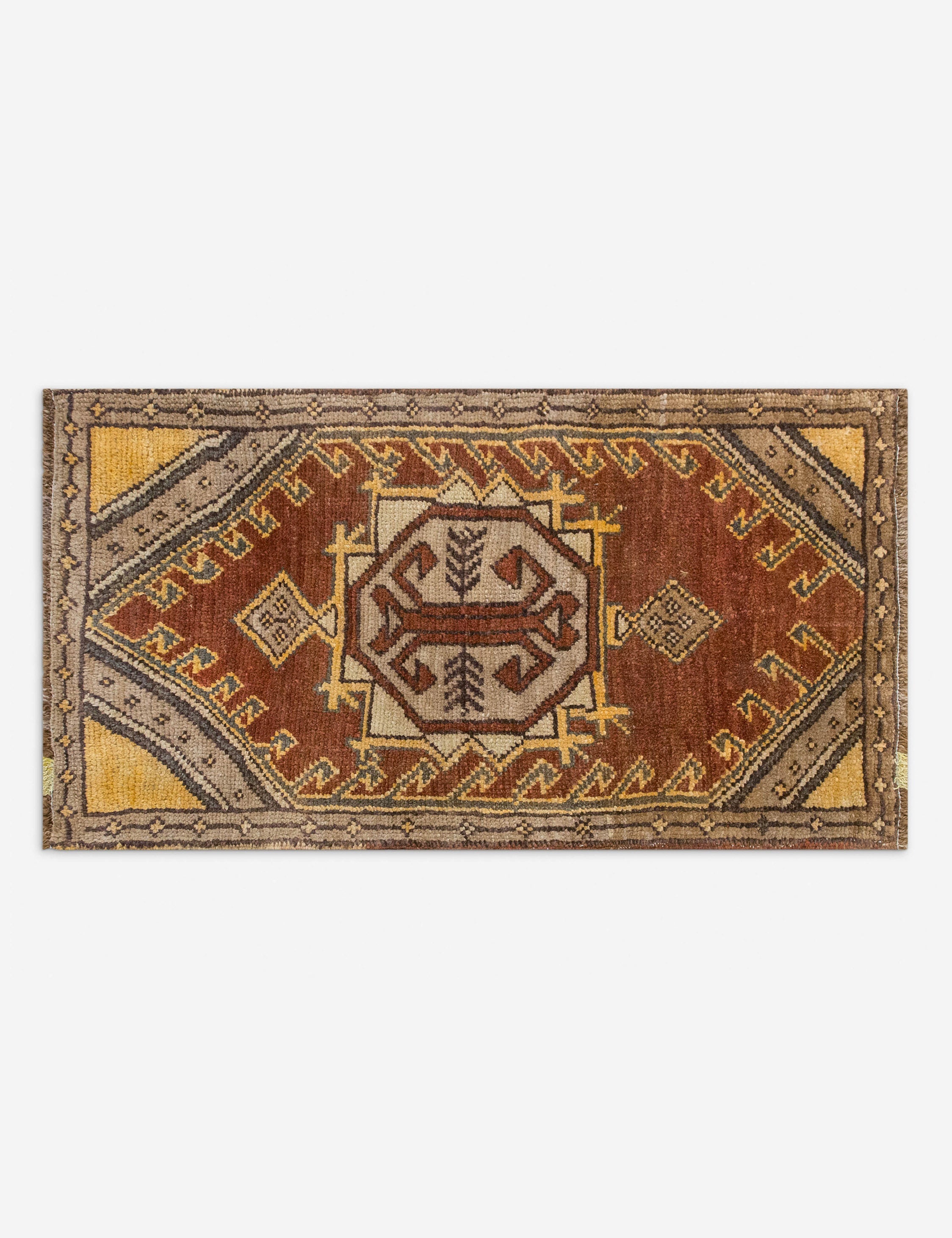 Vintage Turkish Hand-Knotted Wool Mini Rug No. 351, 1'10in x 3'8in