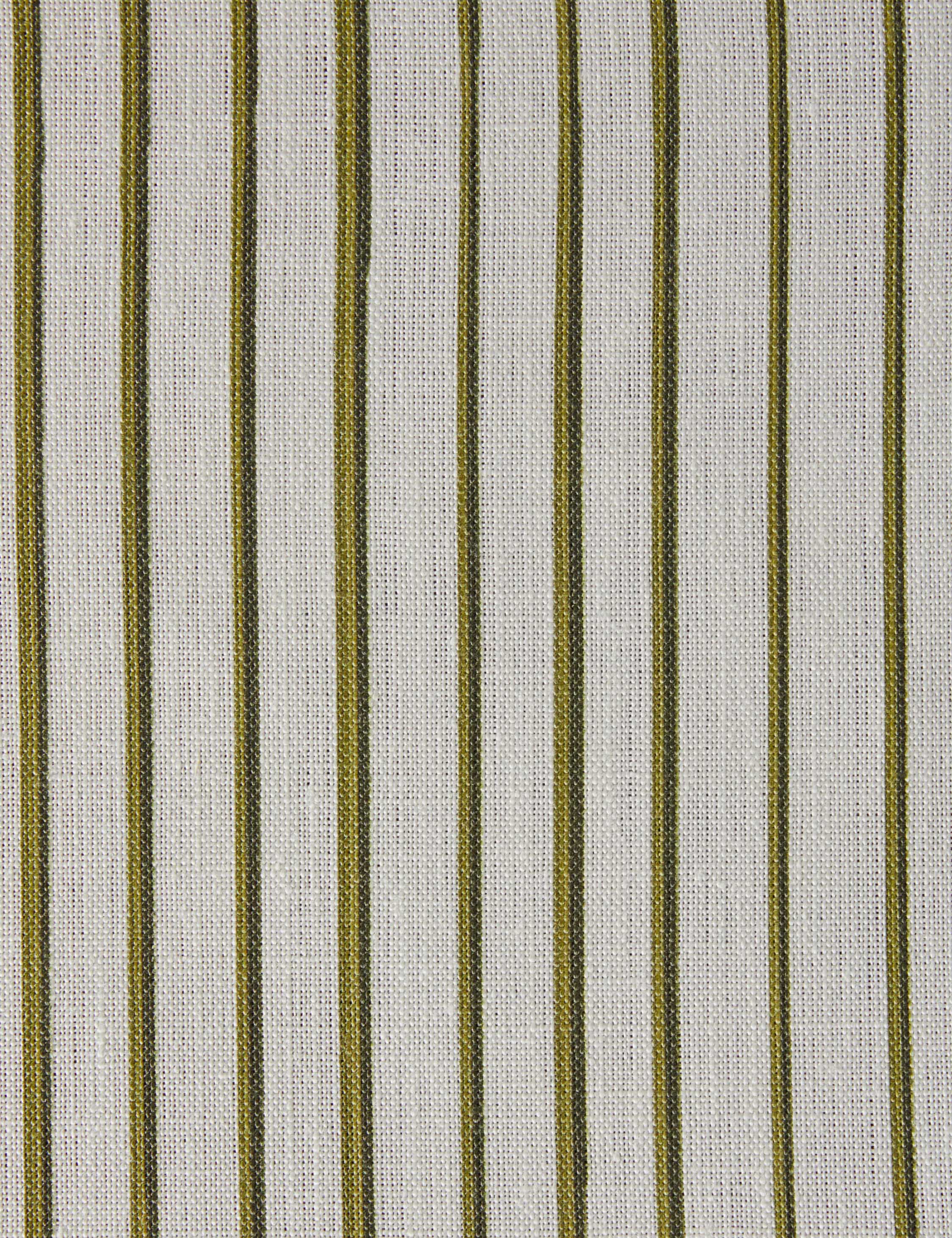 Almo Linen Fabric Swatch by Annie Coop, Olive and White