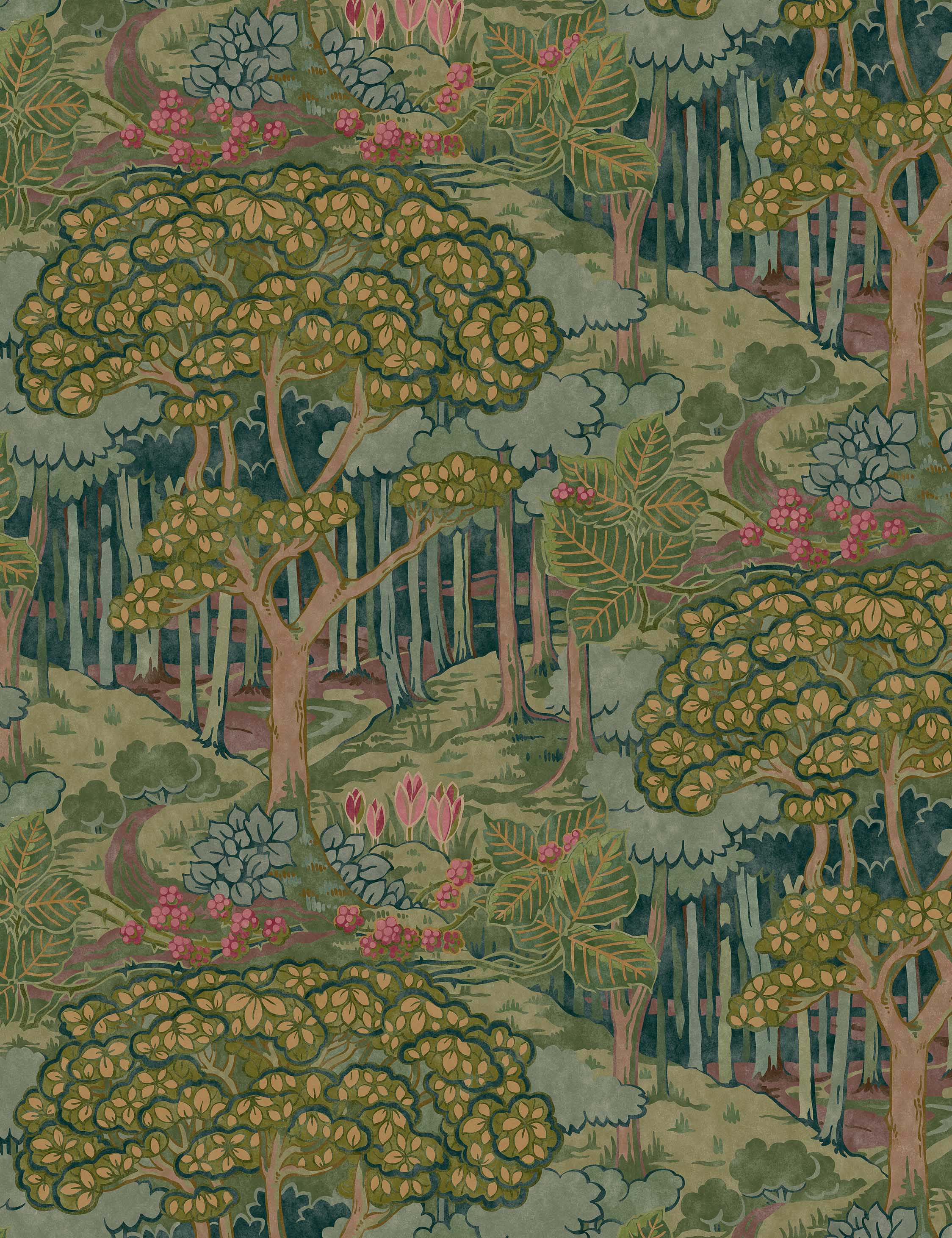 Lorelle Wallpaper Swatch, Emerald
