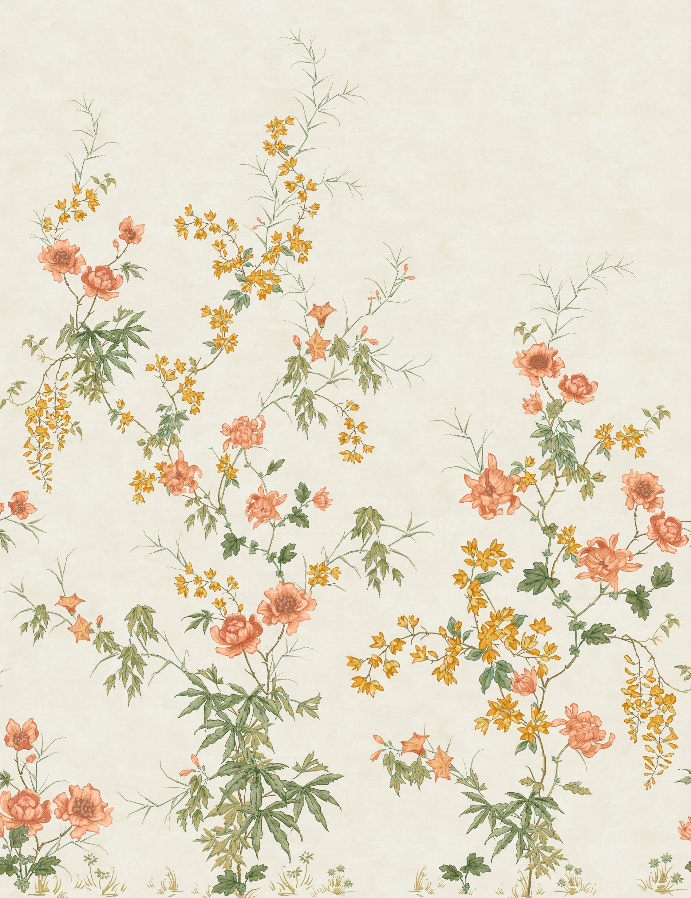 Fleurine Wallpaper Mural Swatch, Ivory