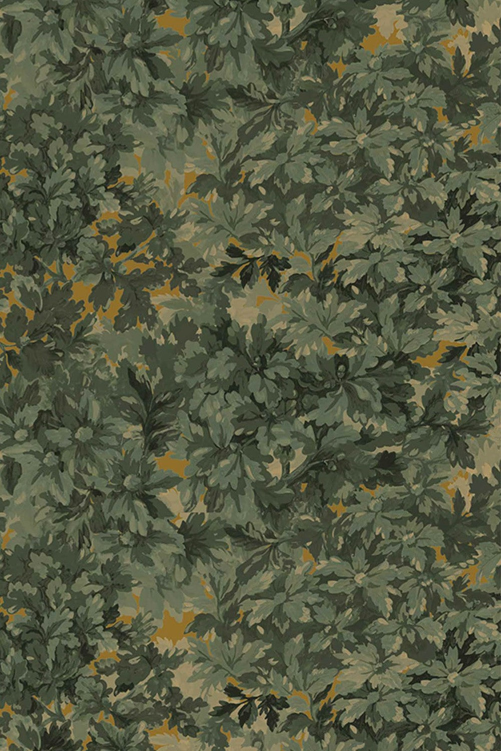 Antique Arras Peel + Stick Wallpaper by Jeremiah Brent, Green & Amber - Swatch