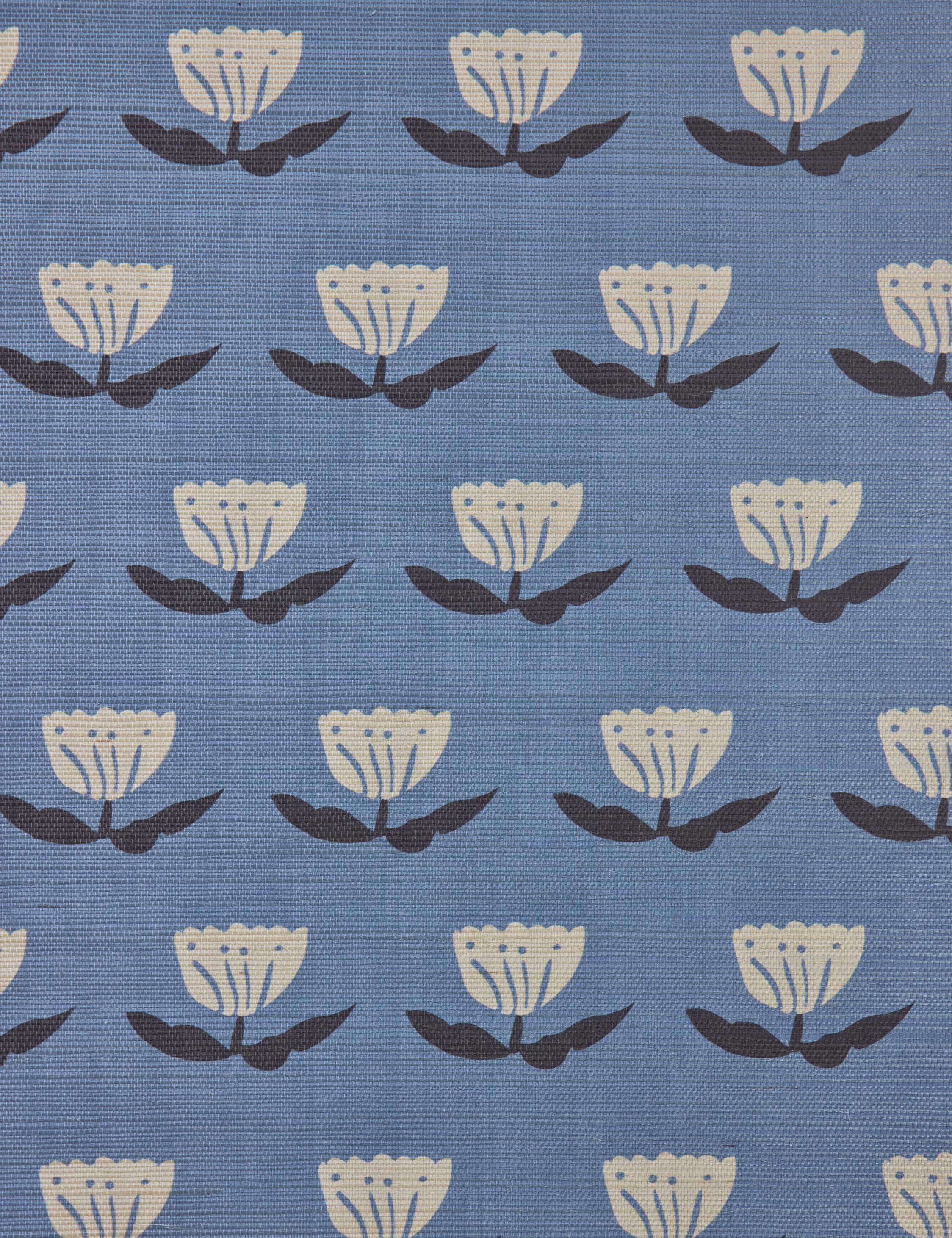 Janna Grasscloth Wallpaper Swatch by Sarah Sherman Samuel, Cornflower