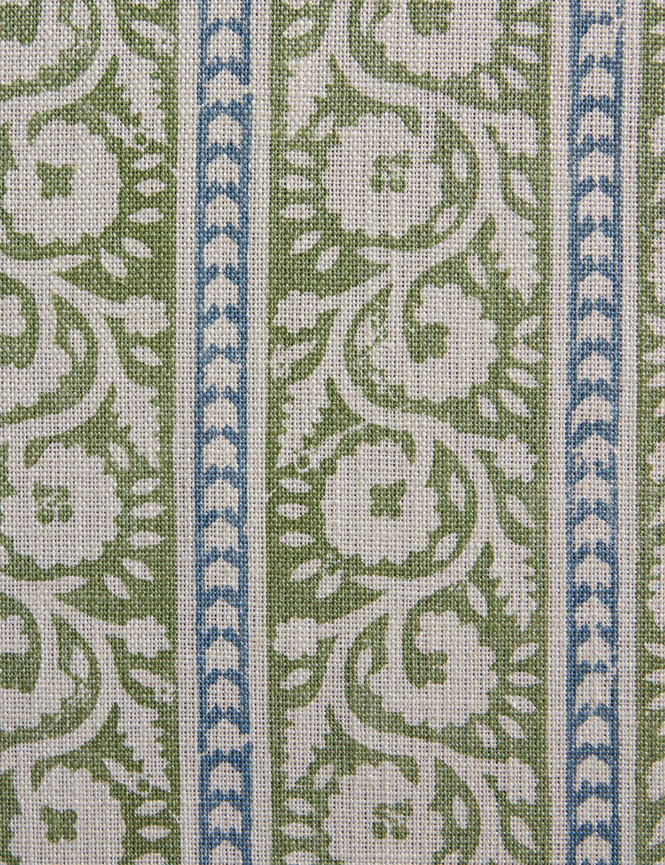 Livingston Linen Fabric Swatch, Green and Blue