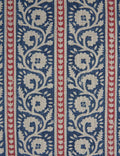 Livingston Linen Fabric Swatch, Indigo and Red