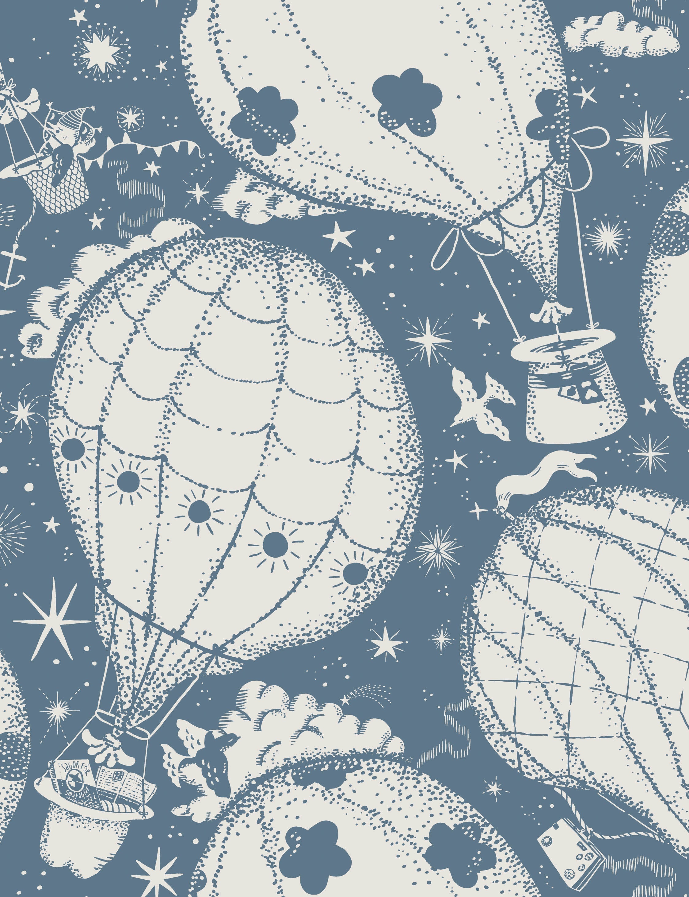 Ballongerna Wallpaper Swatch, Dark Blue