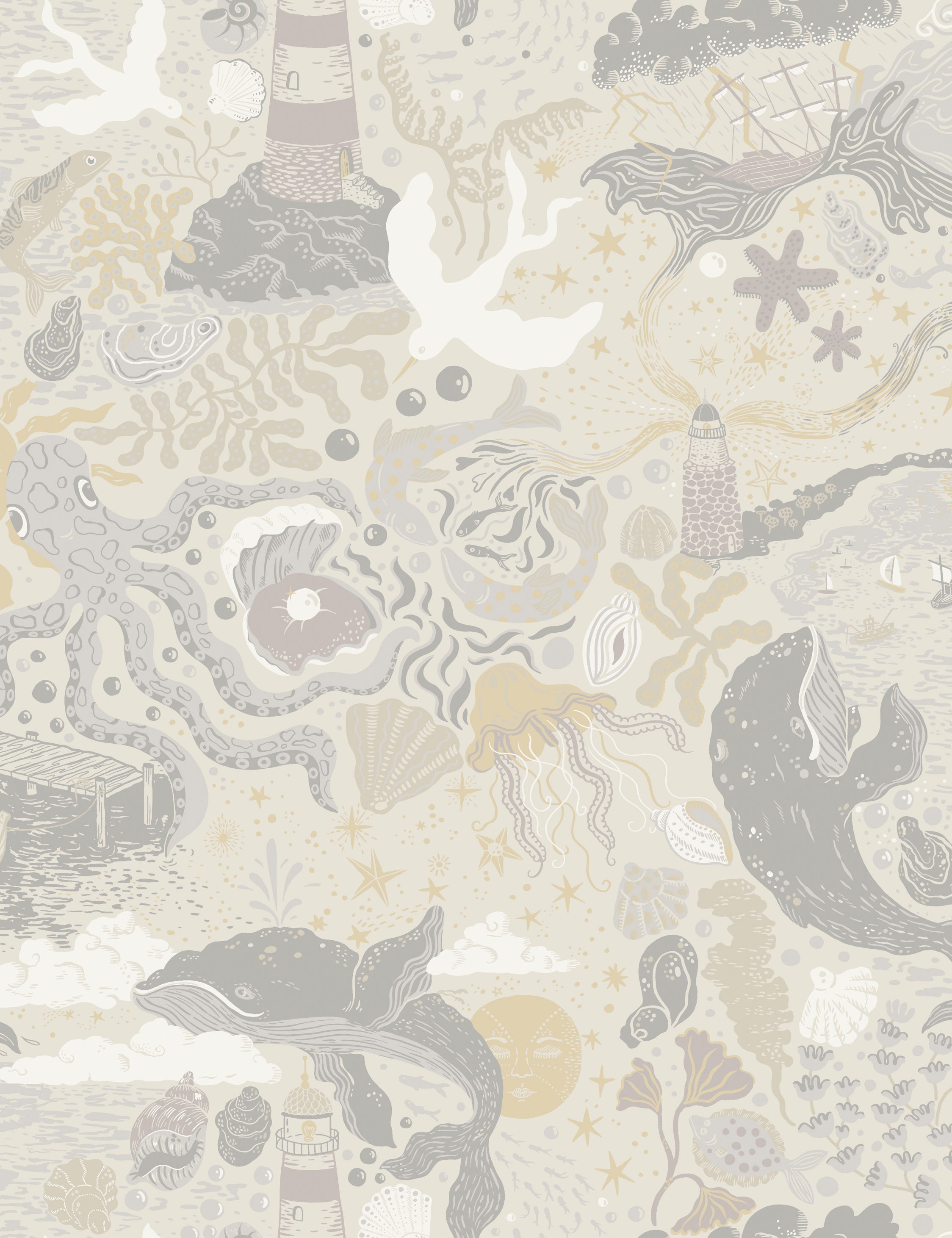 Havet Wallpaper Swatch, Grey