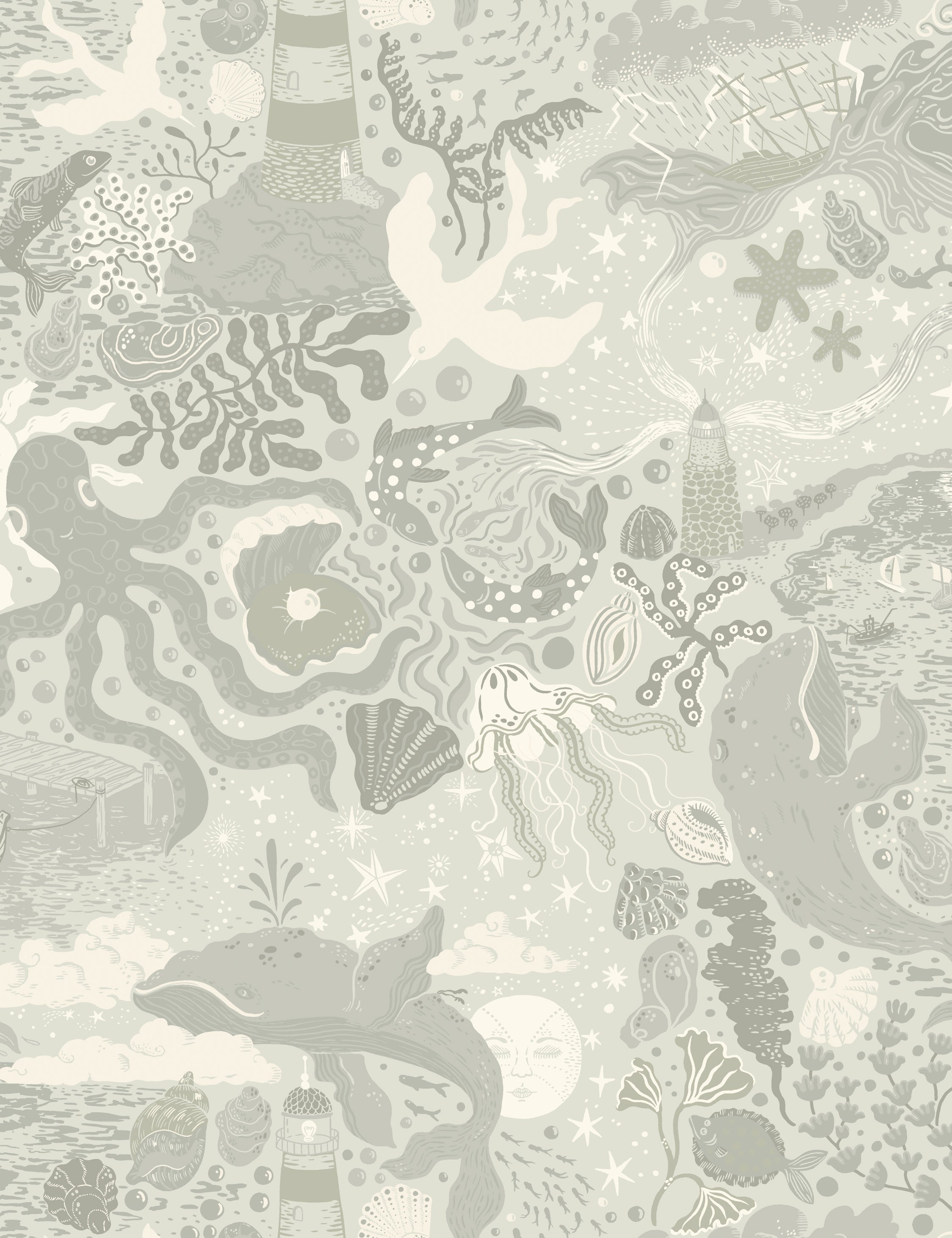 Havet Wallpaper Swatch, Light Blue