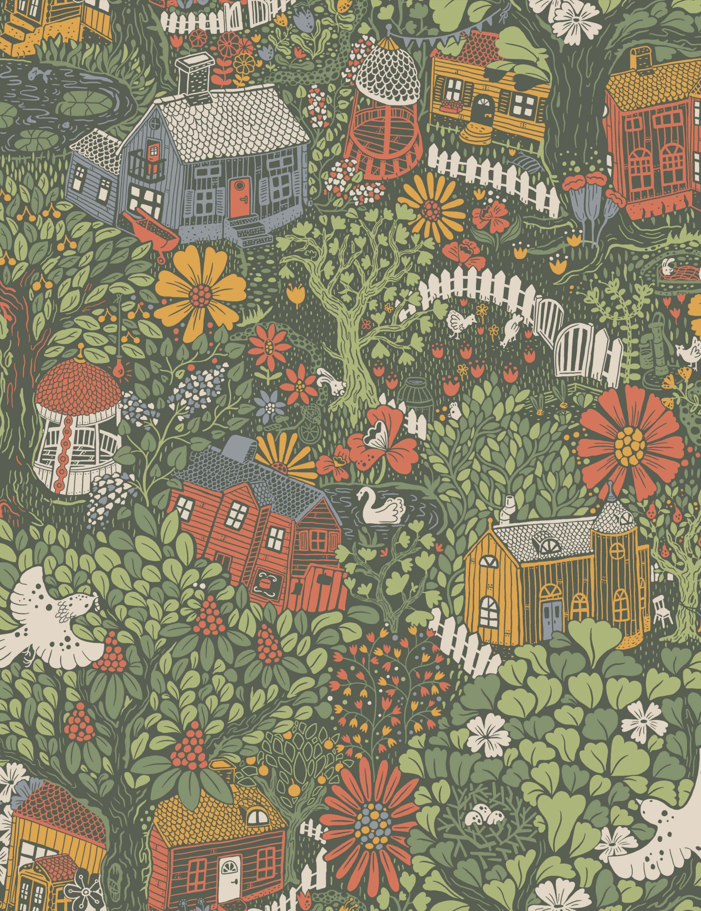 Bygga Bo Wallpaper Swatch, Dark Green