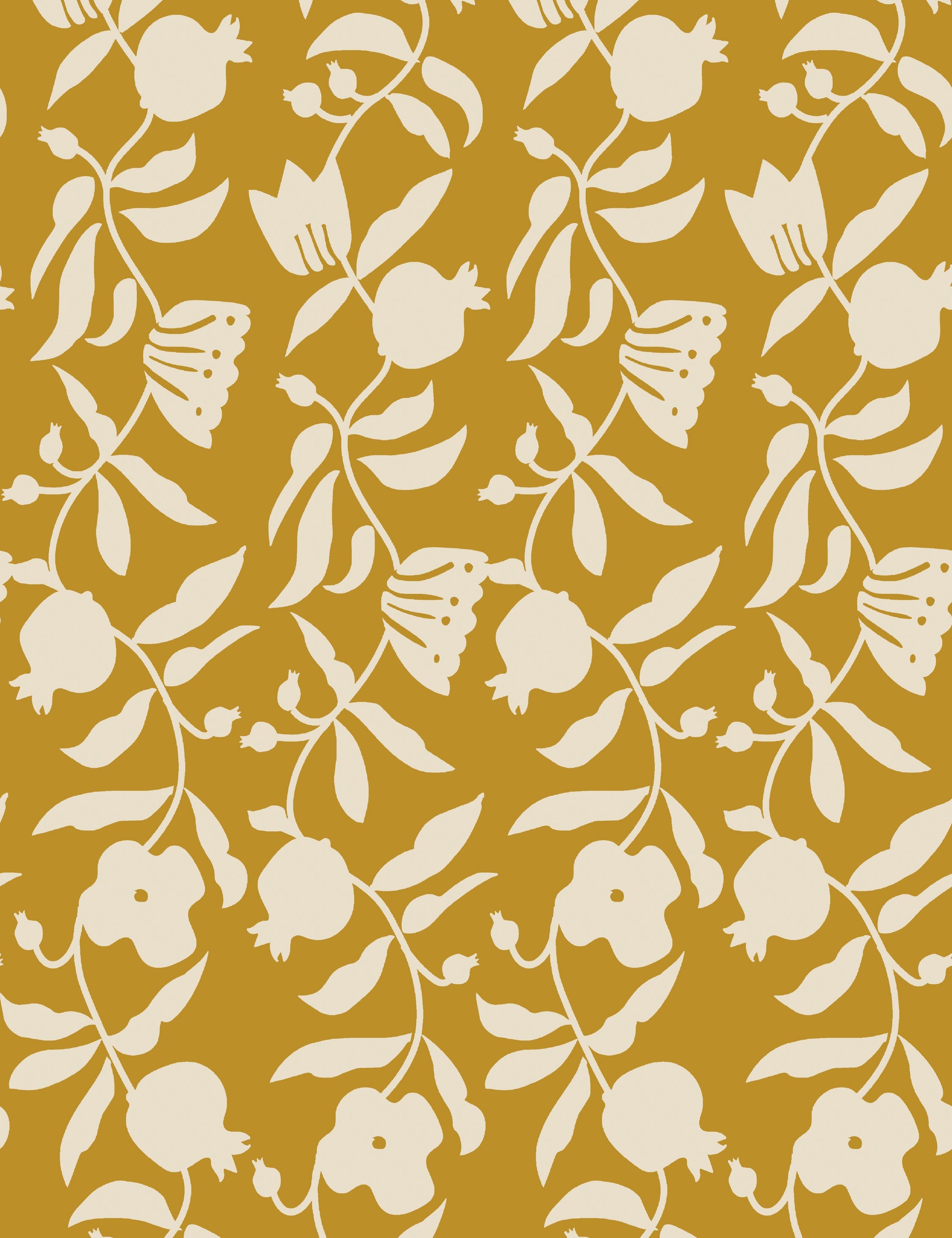 Pome Floral Wallpaper Swatch by Sarah Sherman Samuel, Ochre