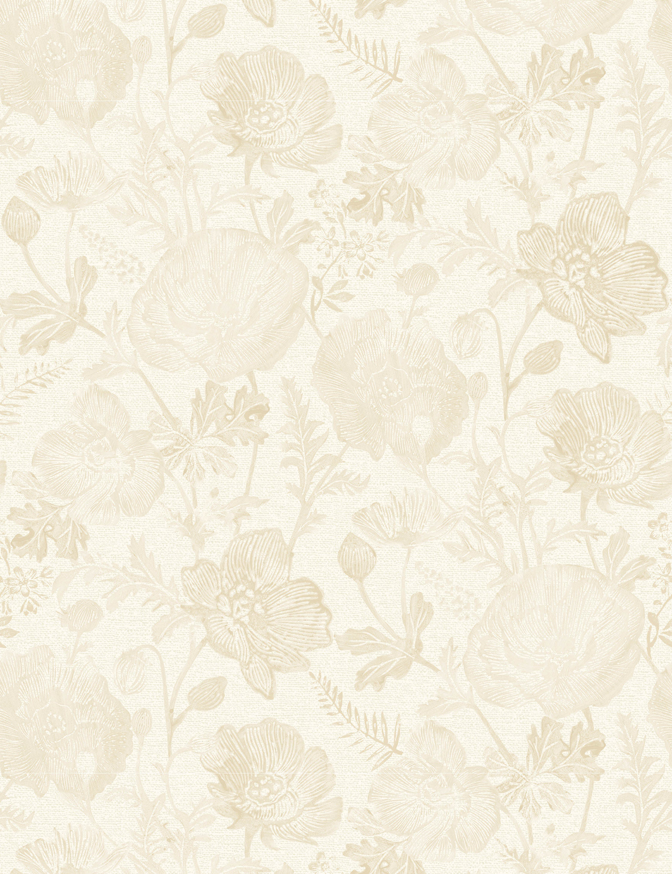 Poppies Textured Peel and Stick Wallpaper Swatch by Pure Salt, Ivory
