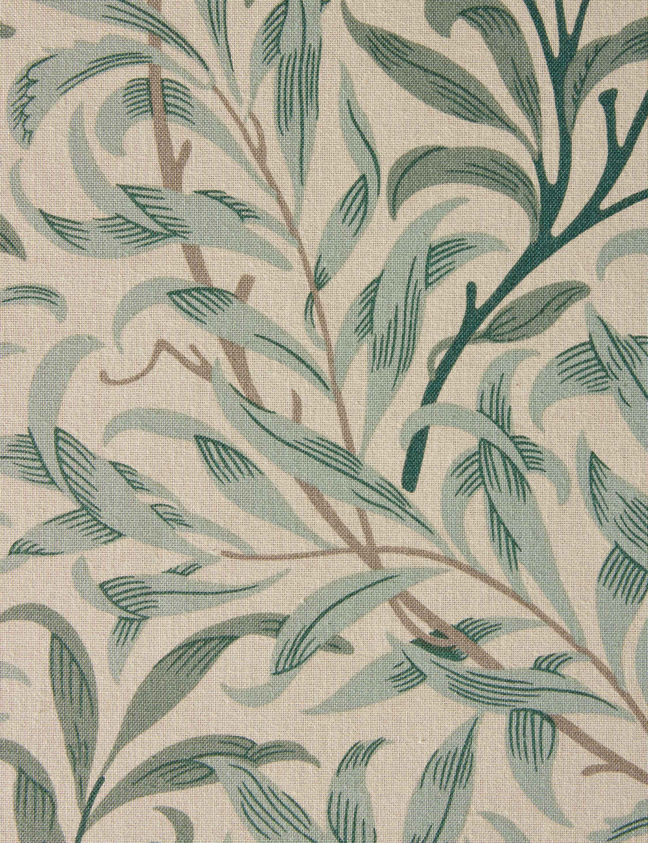 Willow Boughs Cotton Fabric Swatch by Morris & Co. Willow Green and Brown