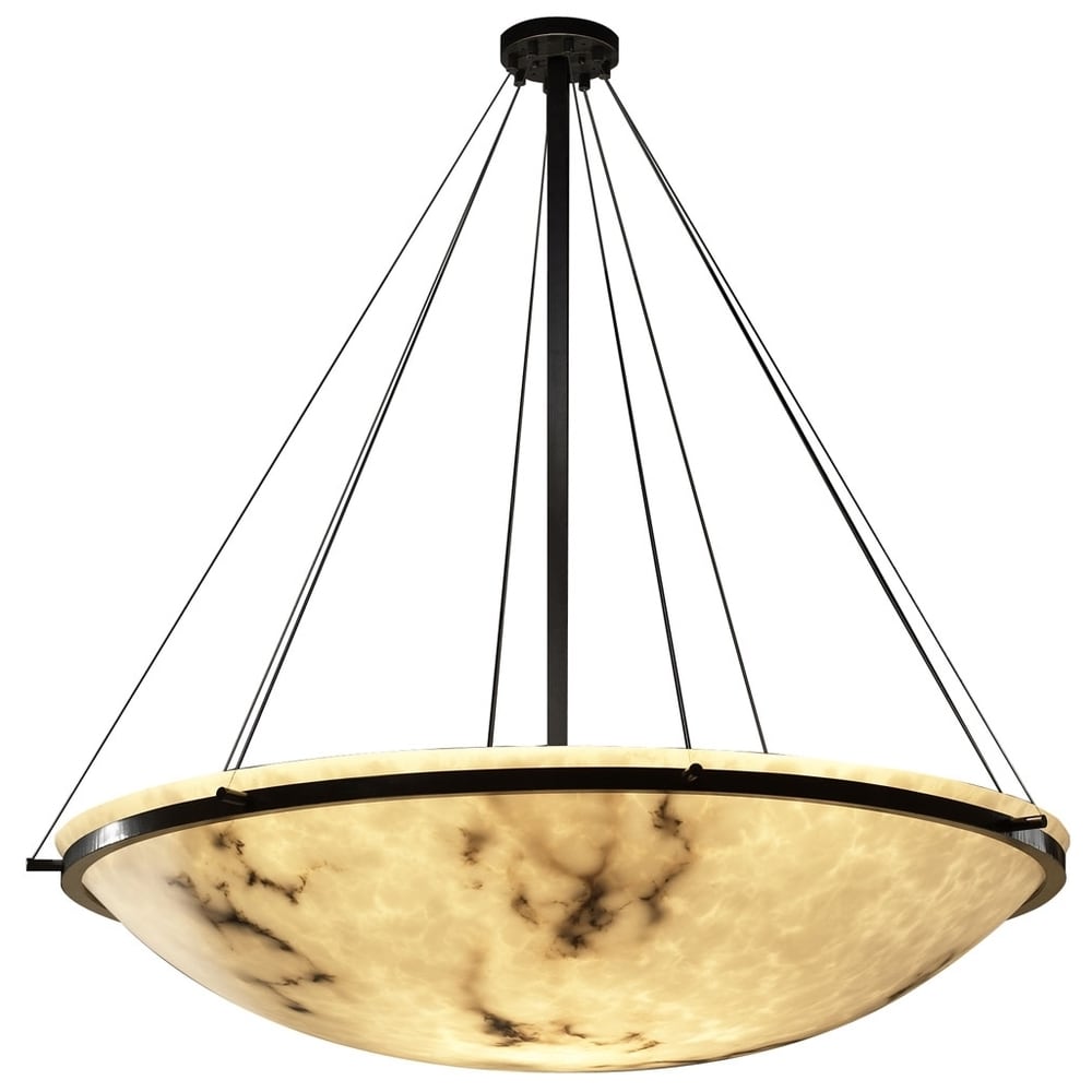 Justice Design Group Lumenaria Ring 8 Light Dark Bronze Round Bowl Pendant Faux Alabaster Shade