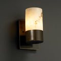 Justice Design Group Lumenaria Dakota 1 Uplight Dark Bronze Wall Sconce Faux Alabaster Cylinder Flat Rim Shade