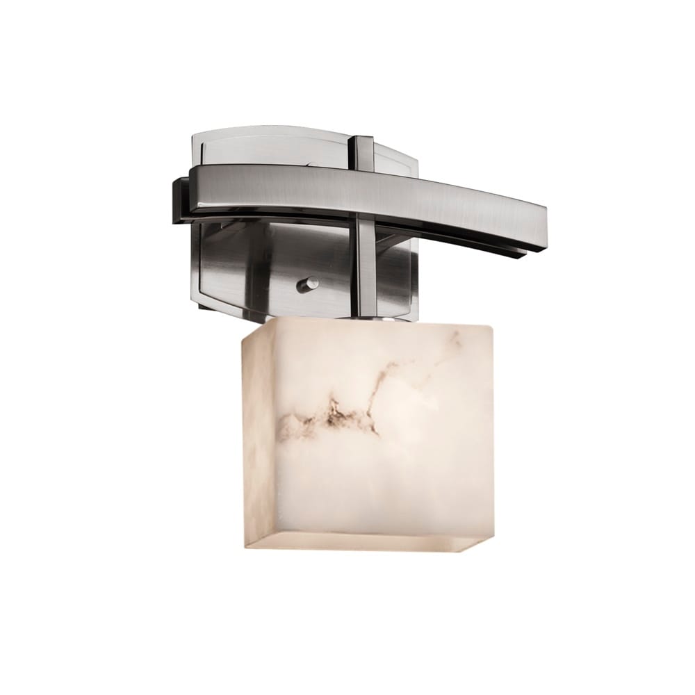 Lumenaria Archway Ada 1 Light Brushed Nickel Wall Sconce Faux Alabaster Rectangle Shade