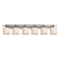 Lumenaria Argyle 6 Light Brushed Nickel Bath Bar Faux Alabaster Rectangle Shade
