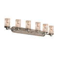 Lumenaria Rondo 6 Light Brushed Nickel Bath Bar Faux Alabaster Cylinder W Flat Rim Shade