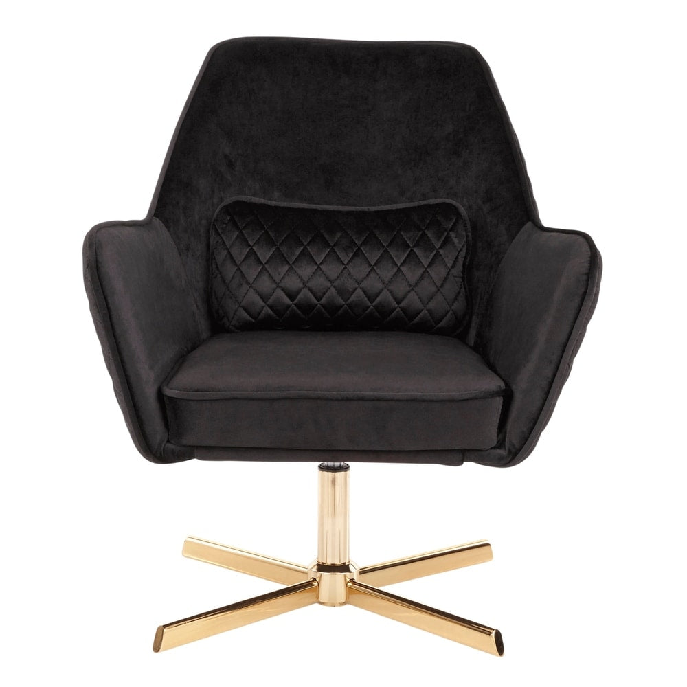 Gracewood Hollow Marangwanda Goldtone Metal And Velvet Swivel Lounge Chair