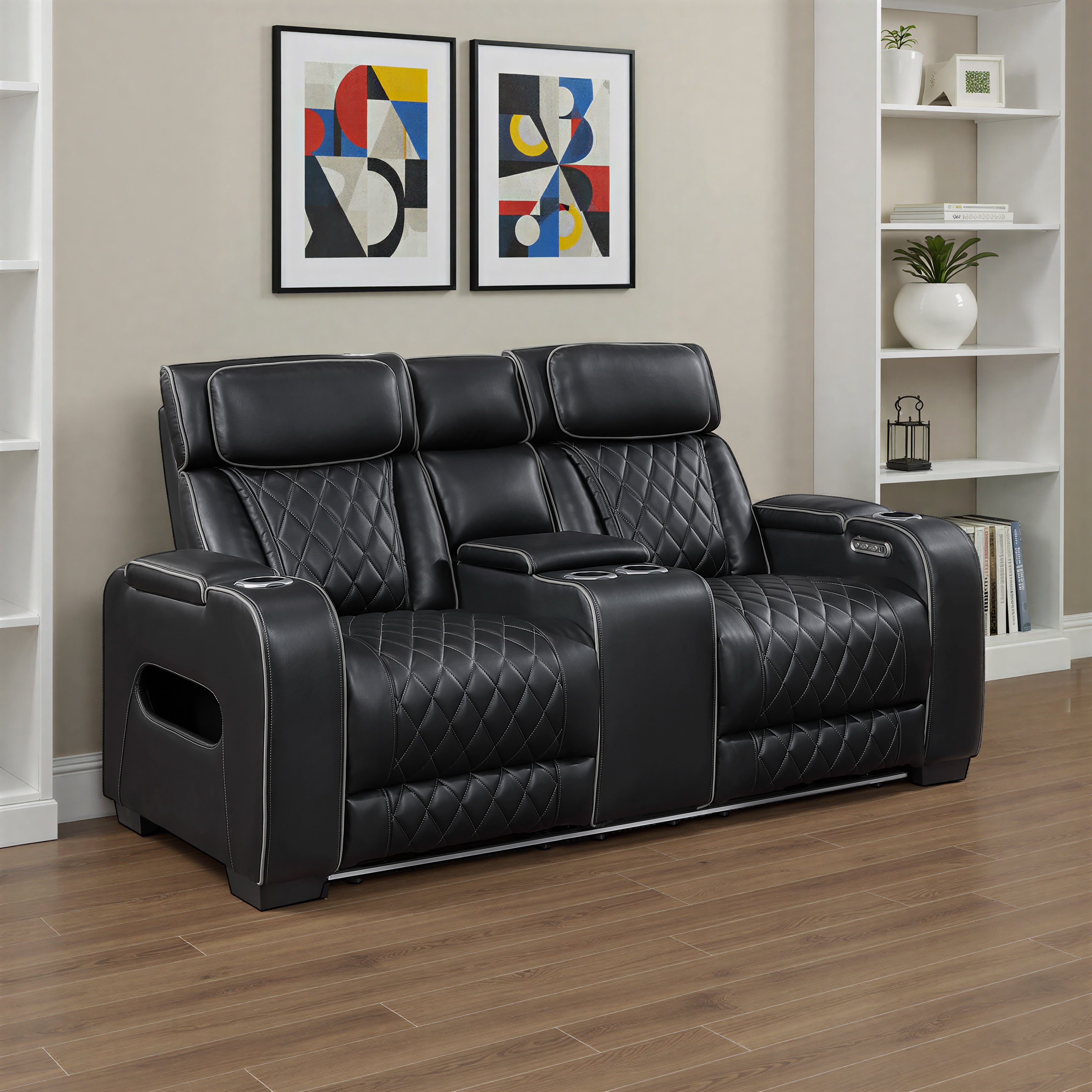 Luminate 73.5 Faux Leather Power Double Reclining Loveseat Storage
