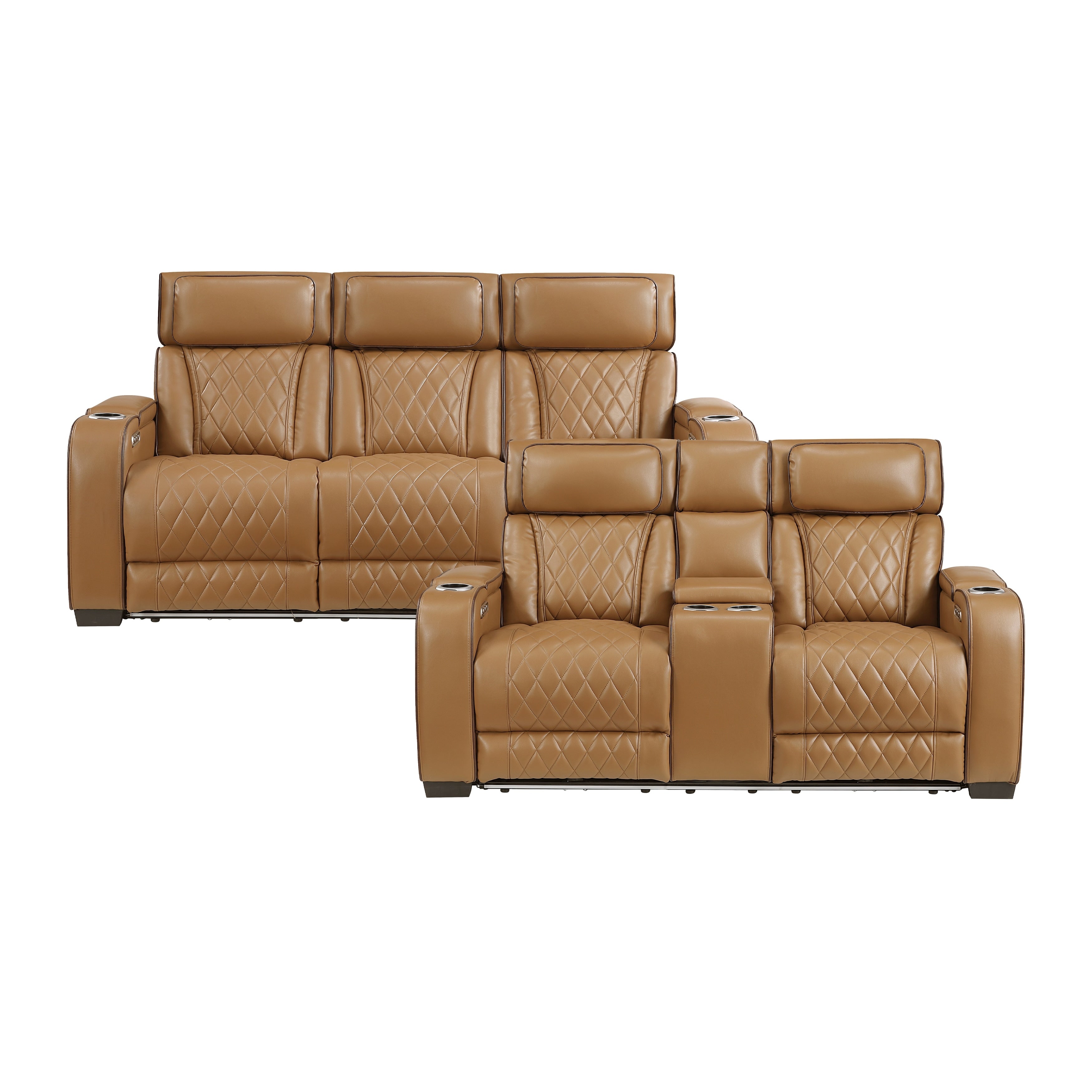Luminate Faux Leather 2 Piece Power Reclining Living Room Sofa Set