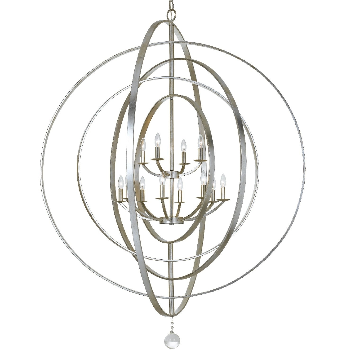 Luna 12 Light Antique Silver Chandelier Antique Silver