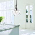 Luna Antique Black Finish Clear Bubble Glass Pendant Chandelier
