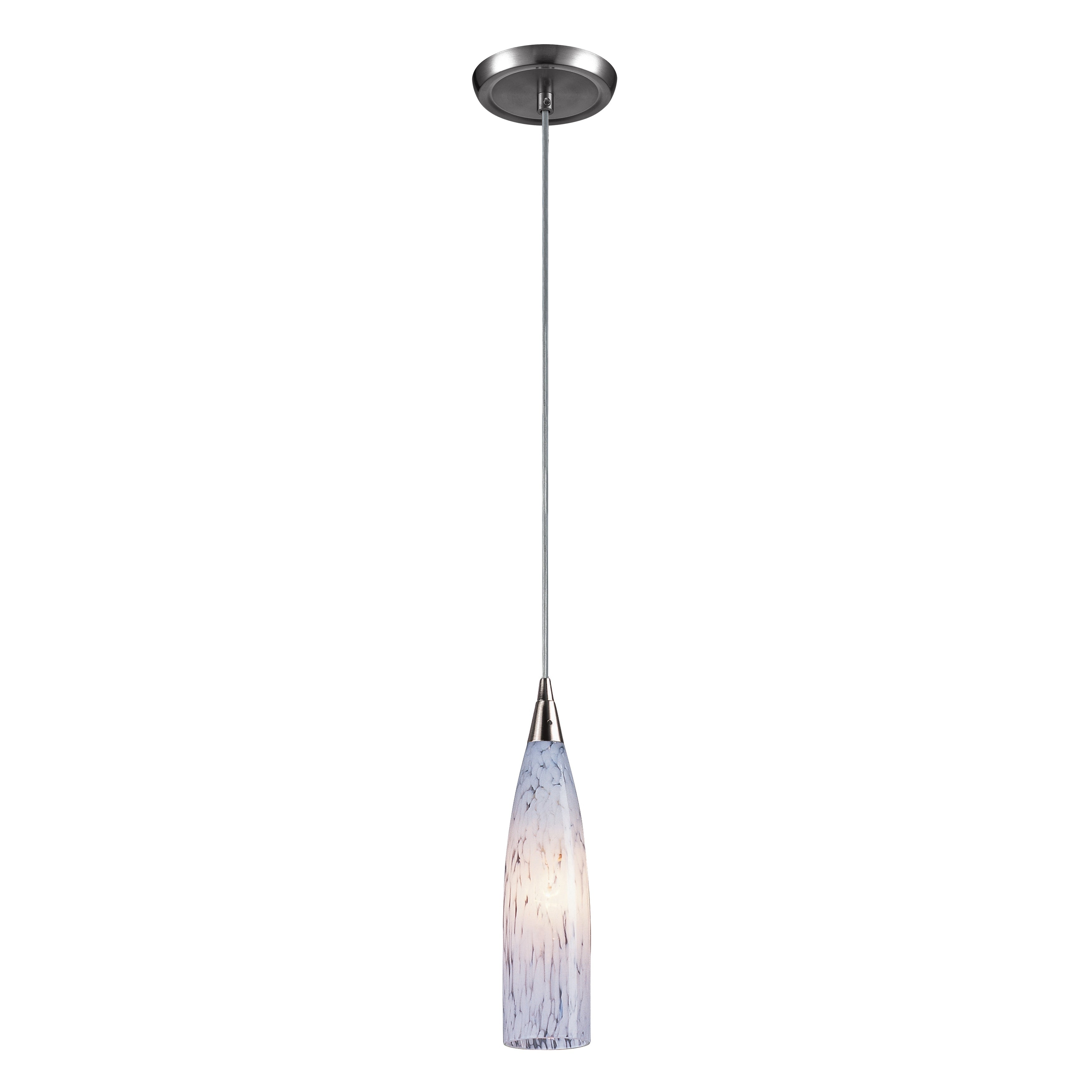 Lungo 3 Inch Wide 1 Light Pendant In Satin Nickel With Snow White Glass 3In W X 3In D X 13In H