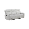Lupe Double Manual Reclining Sofa With Plush Cushions Light Gray Microfiber