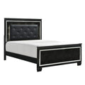 Lura Full Bed Led Headboard Embossed Panels Tufted Black Faux Leather