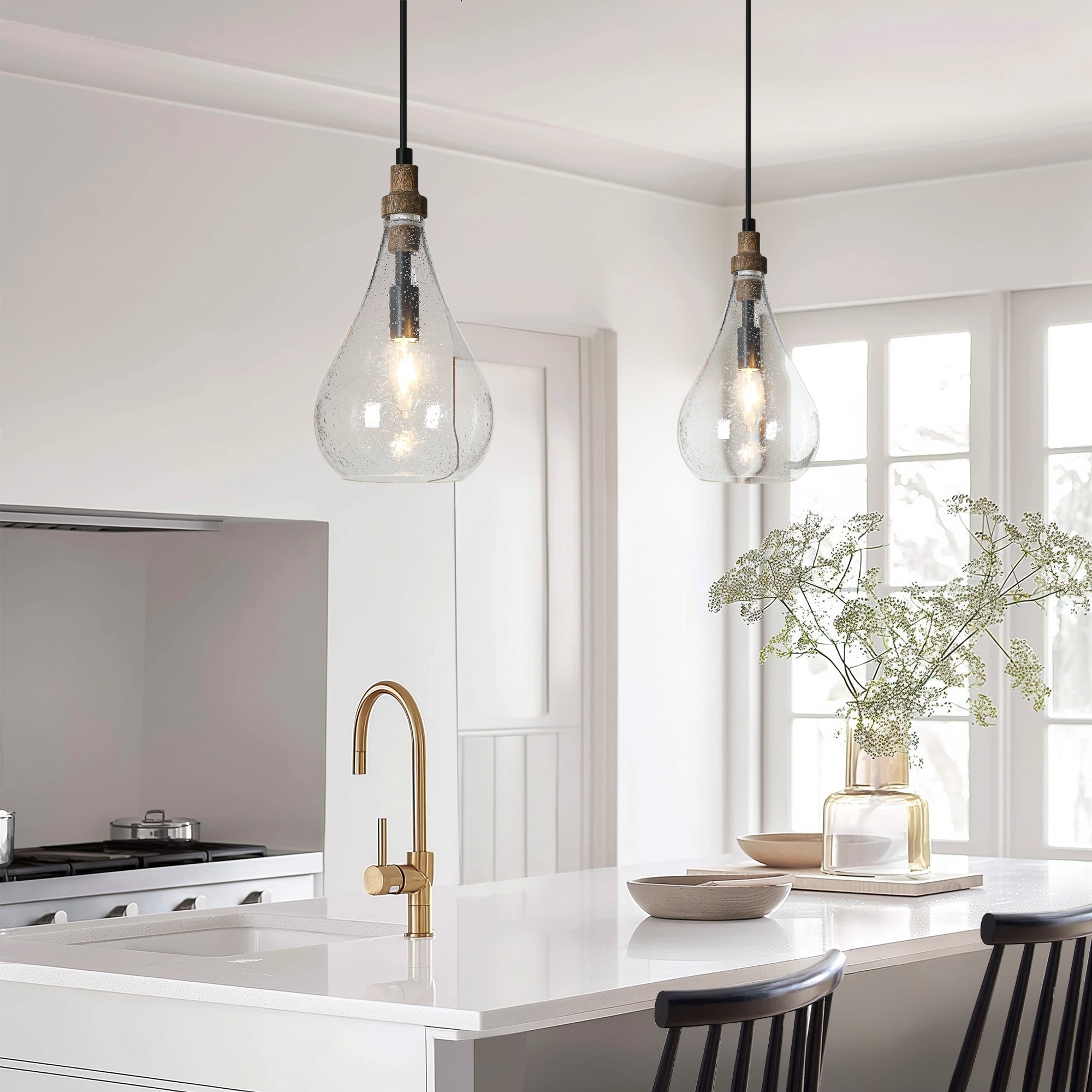 1 Light Pendant Lighting With Gourd Class For Kitchen Island N A